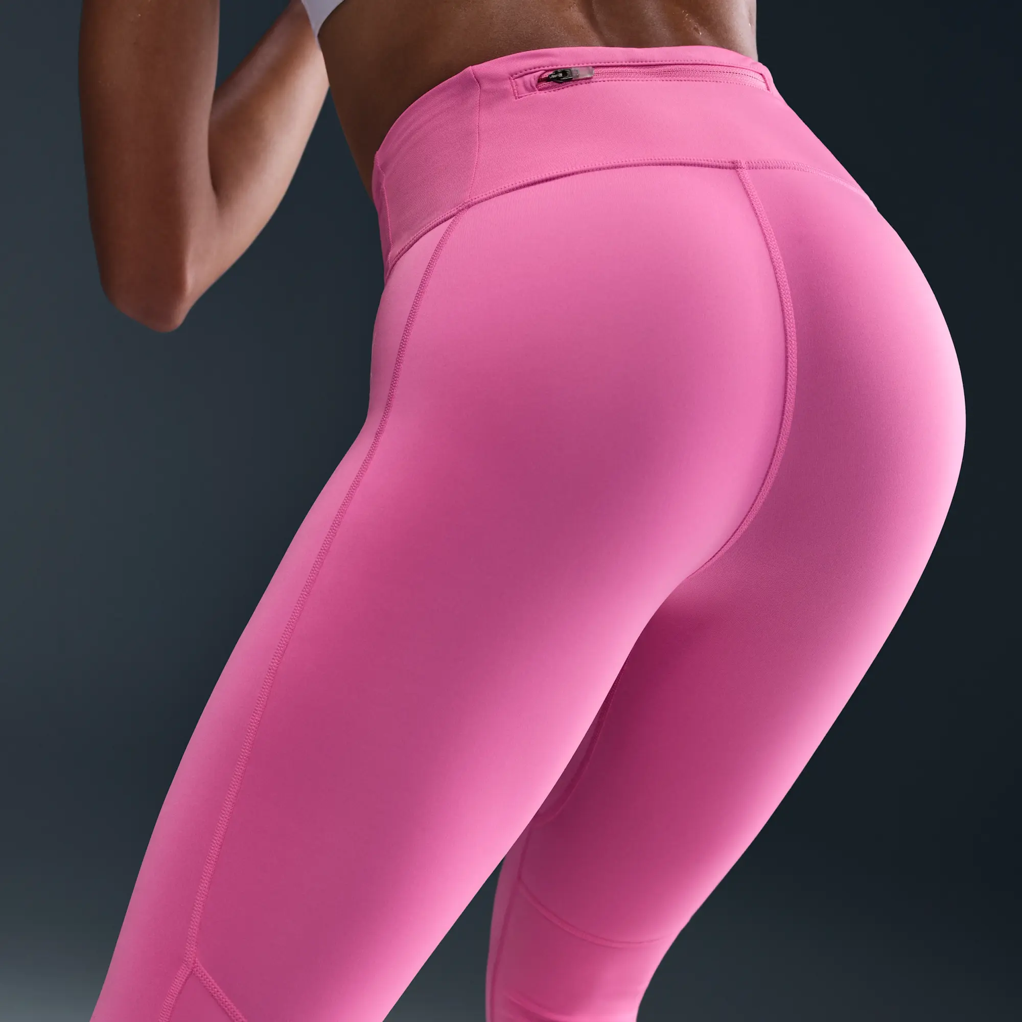 Nike Tempo Swoosh Run Women's High-Waisted 7/8 Running Leggings - Pink - Printed Swoosh Logo On The Left Thigh