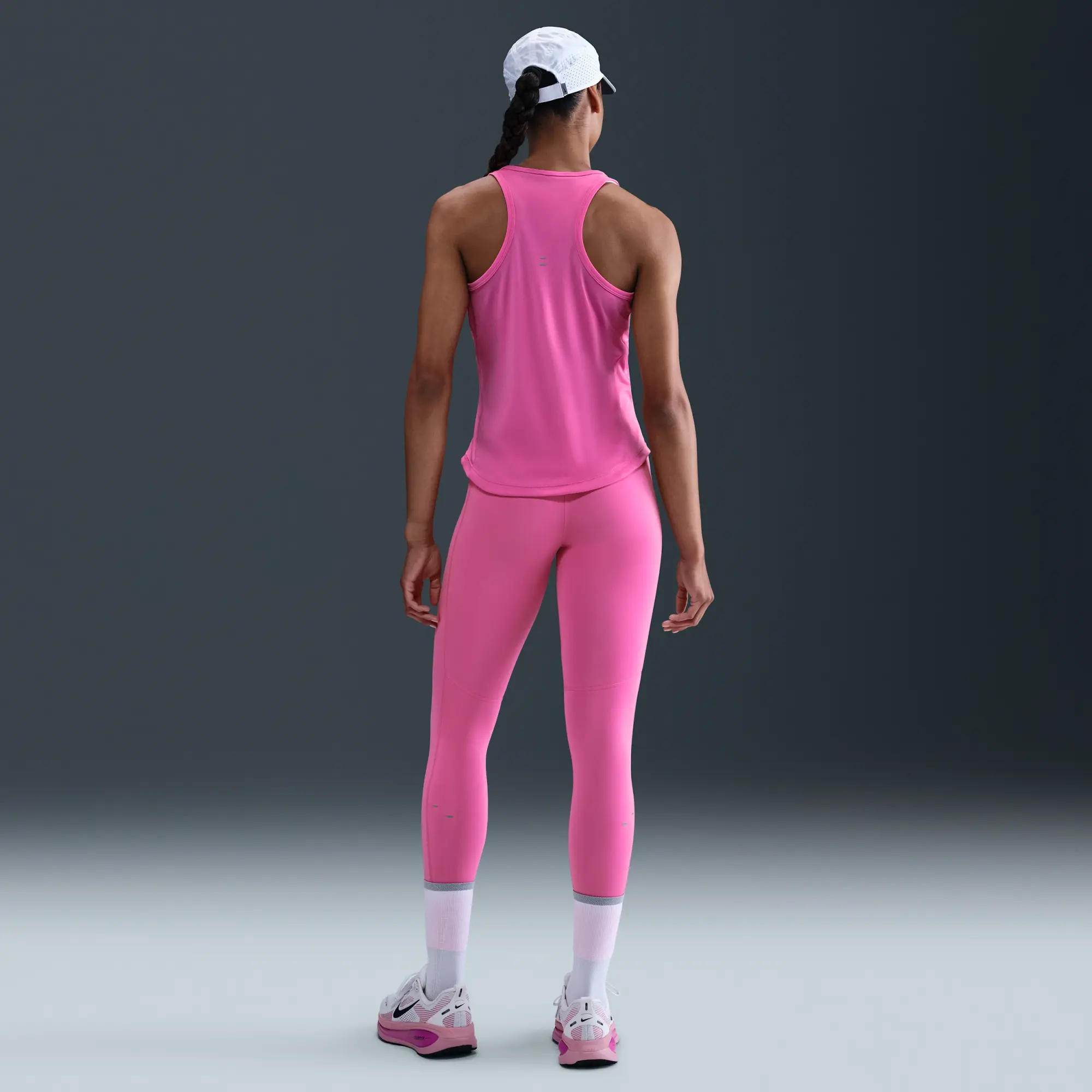 Nike Tempo Swoosh Run Women's High-Waisted 7/8 Running Leggings - Pink - Printed Swoosh Logo On The Left Thigh