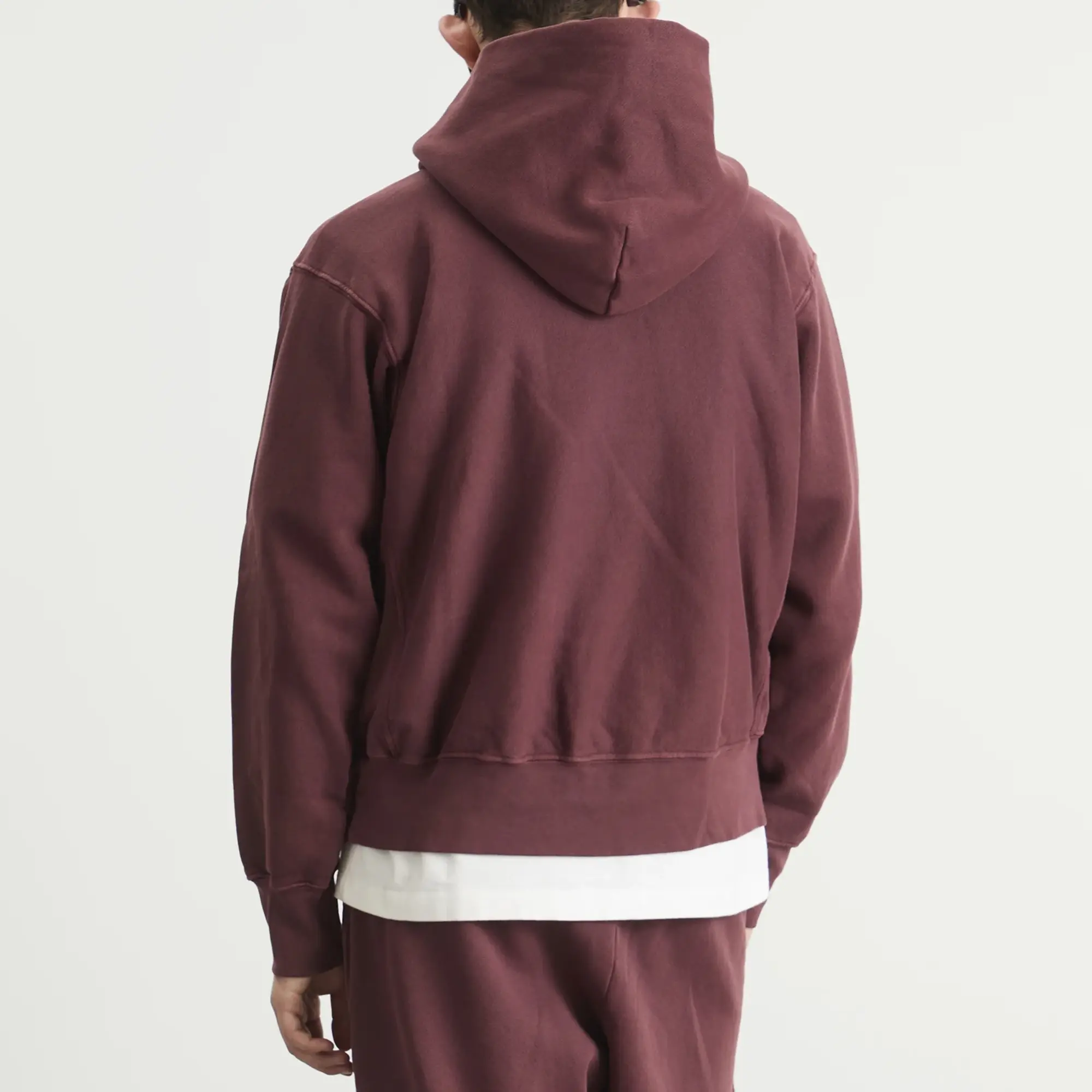 Les Tien Men's Heavyweight Hoodie Washed Red Mahogany