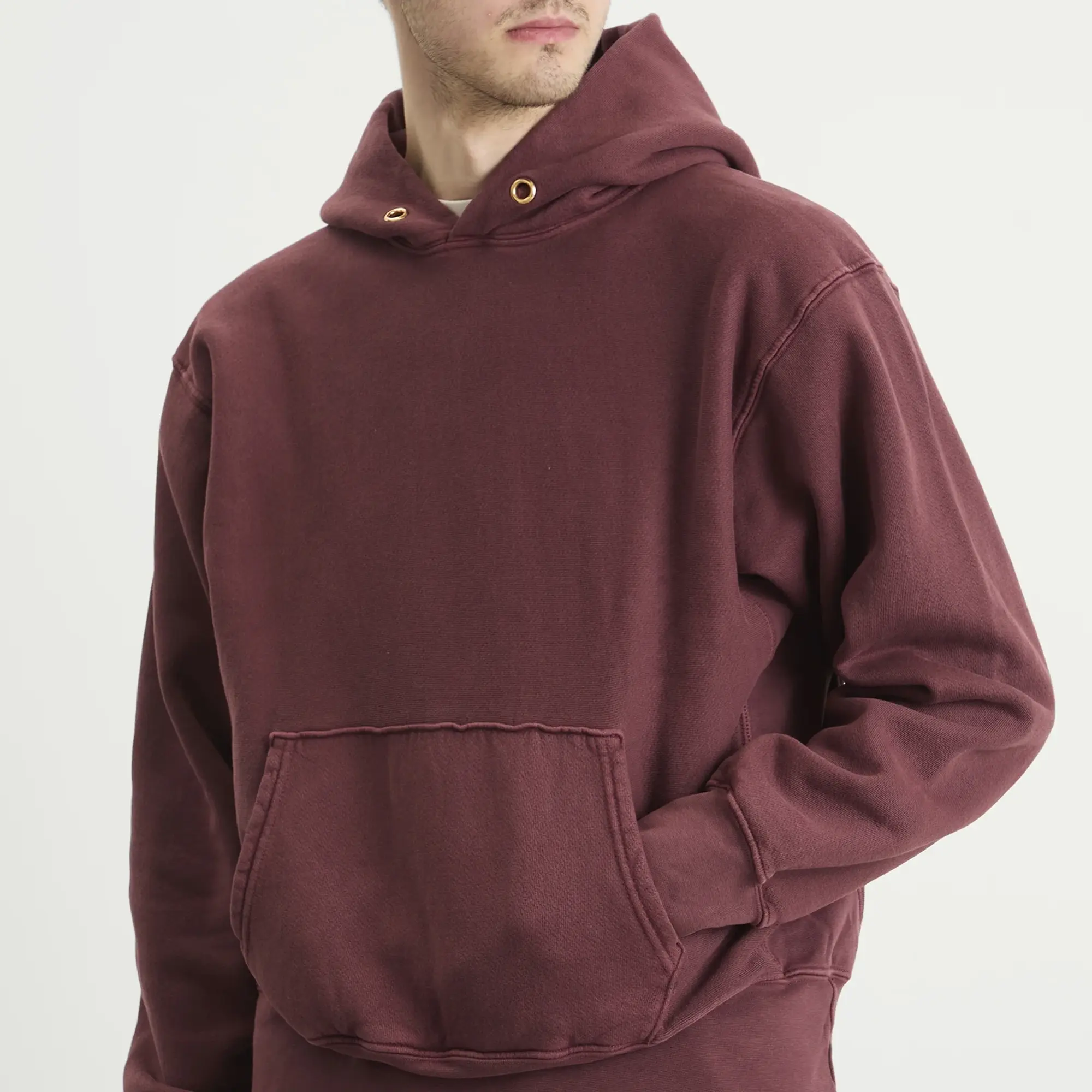 Les Tien Men's Heavyweight Hoodie Washed Red Mahogany
