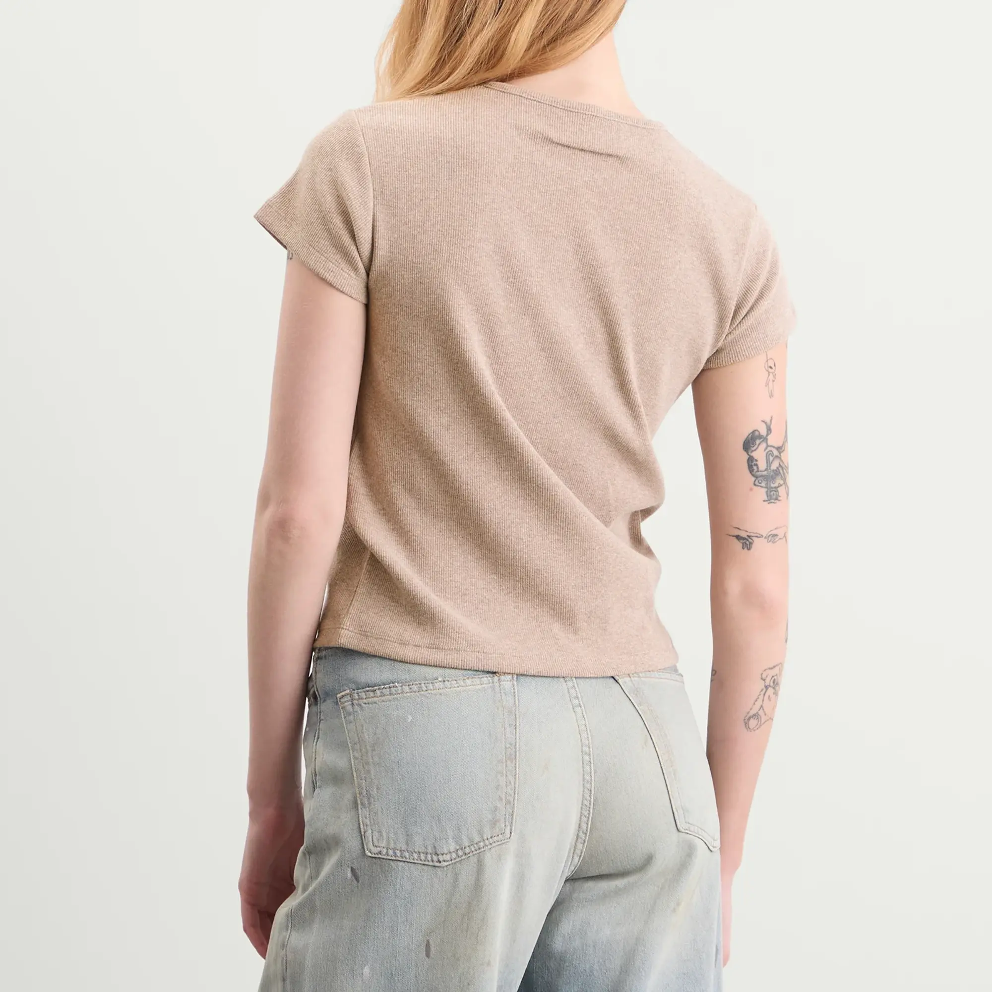 MM6 Maison Margiela Women's Shrunken T-Shirt Taupe