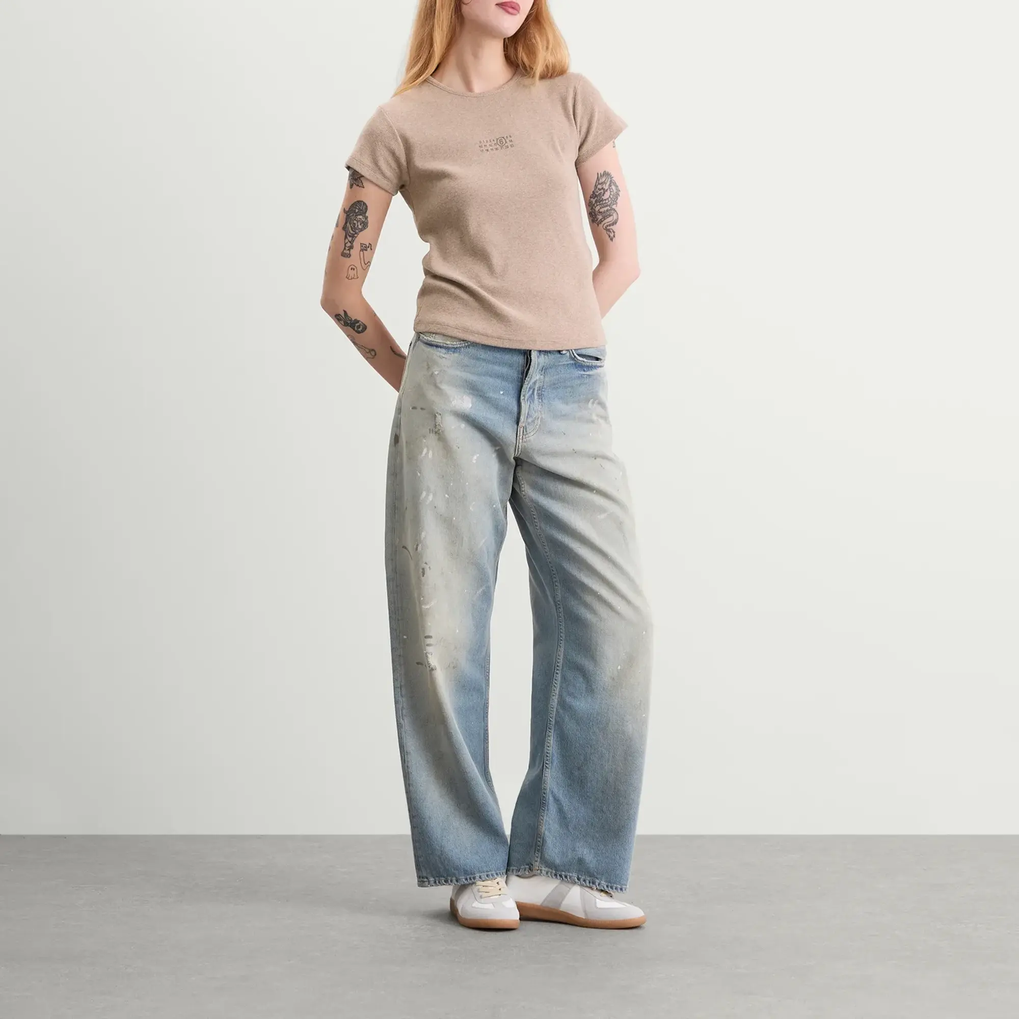 MM6 Maison Margiela Women's Shrunken T-Shirt Taupe