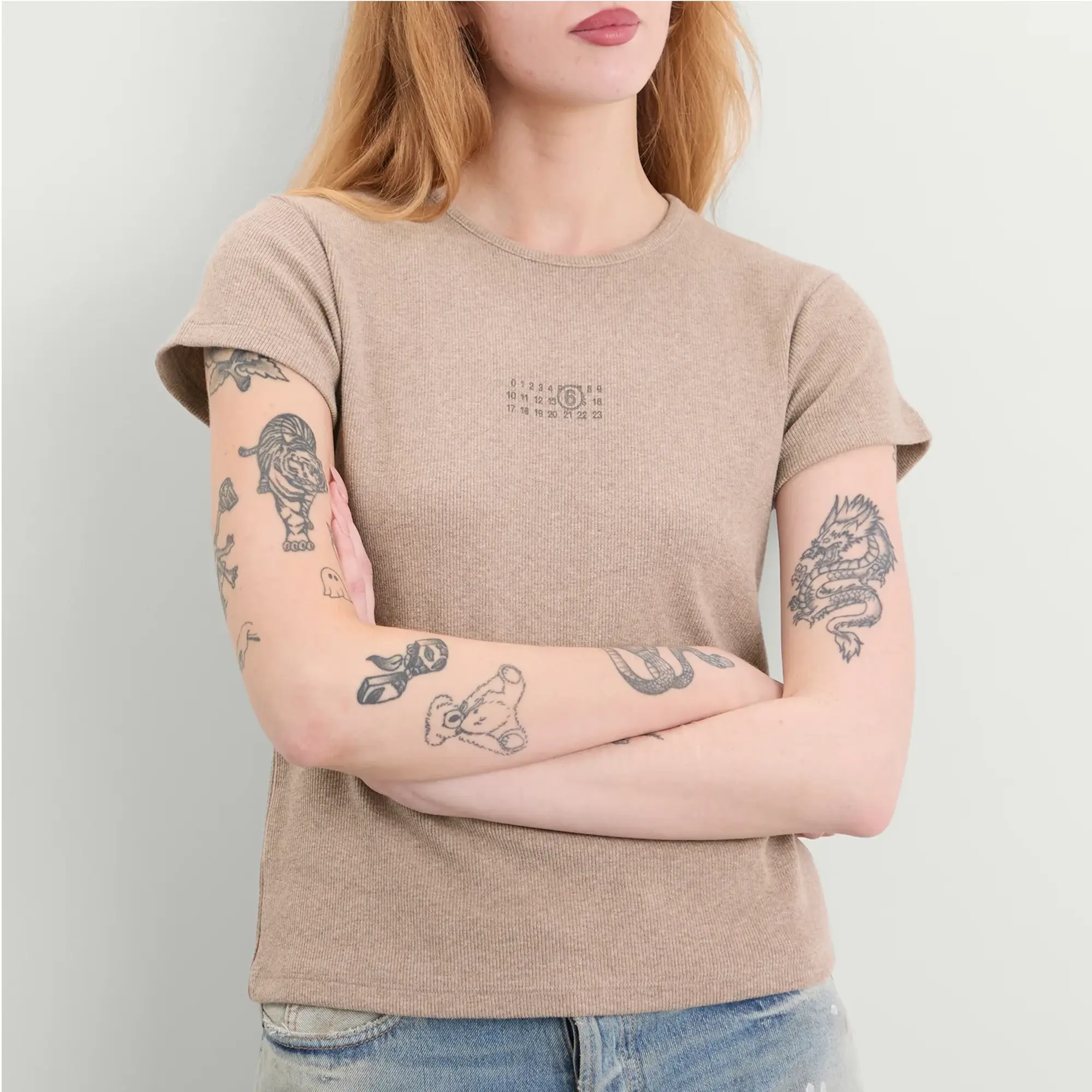 MM6 Maison Margiela Women's Shrunken T-Shirt Taupe