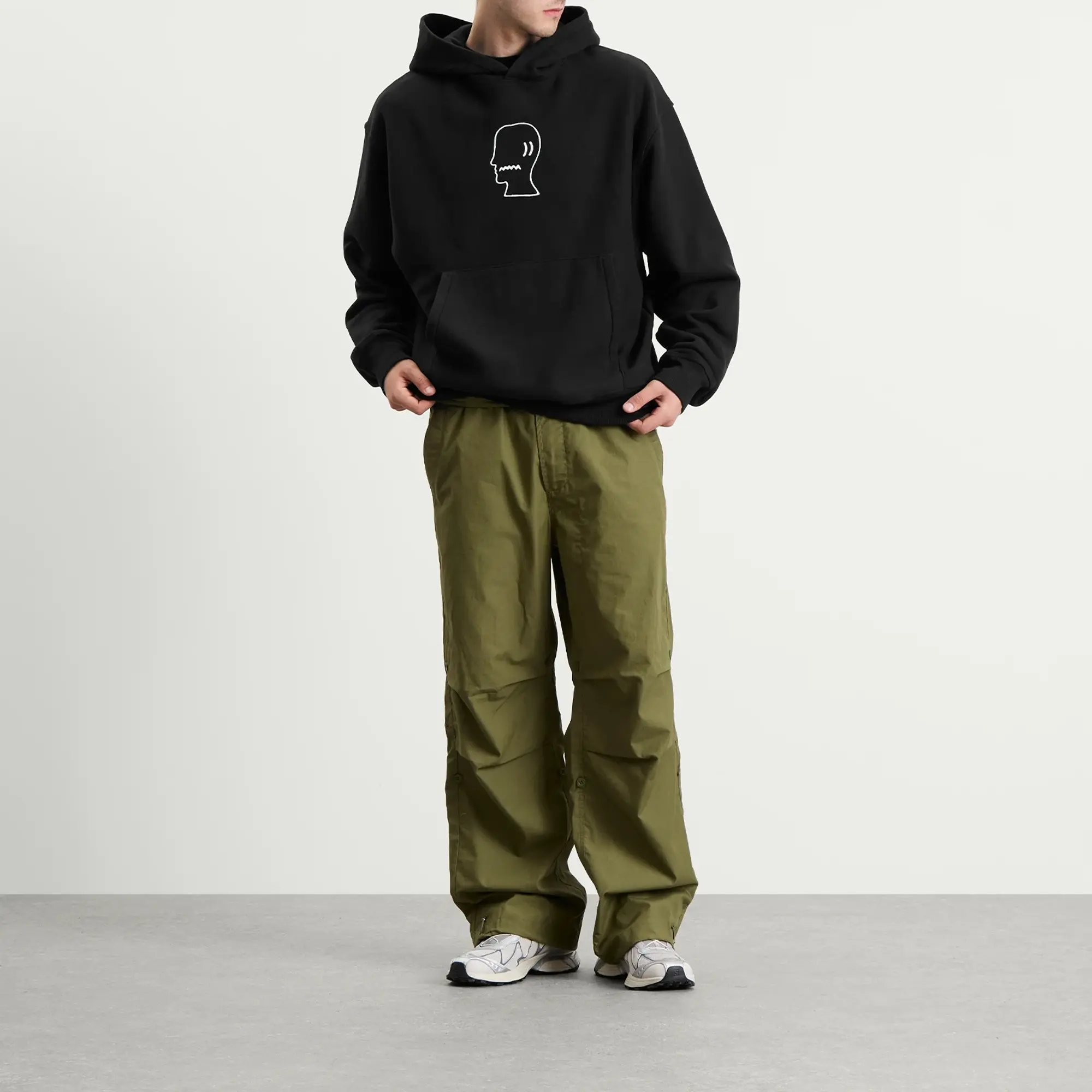 Brain Dead Men's Logo Head Hoodie Black
