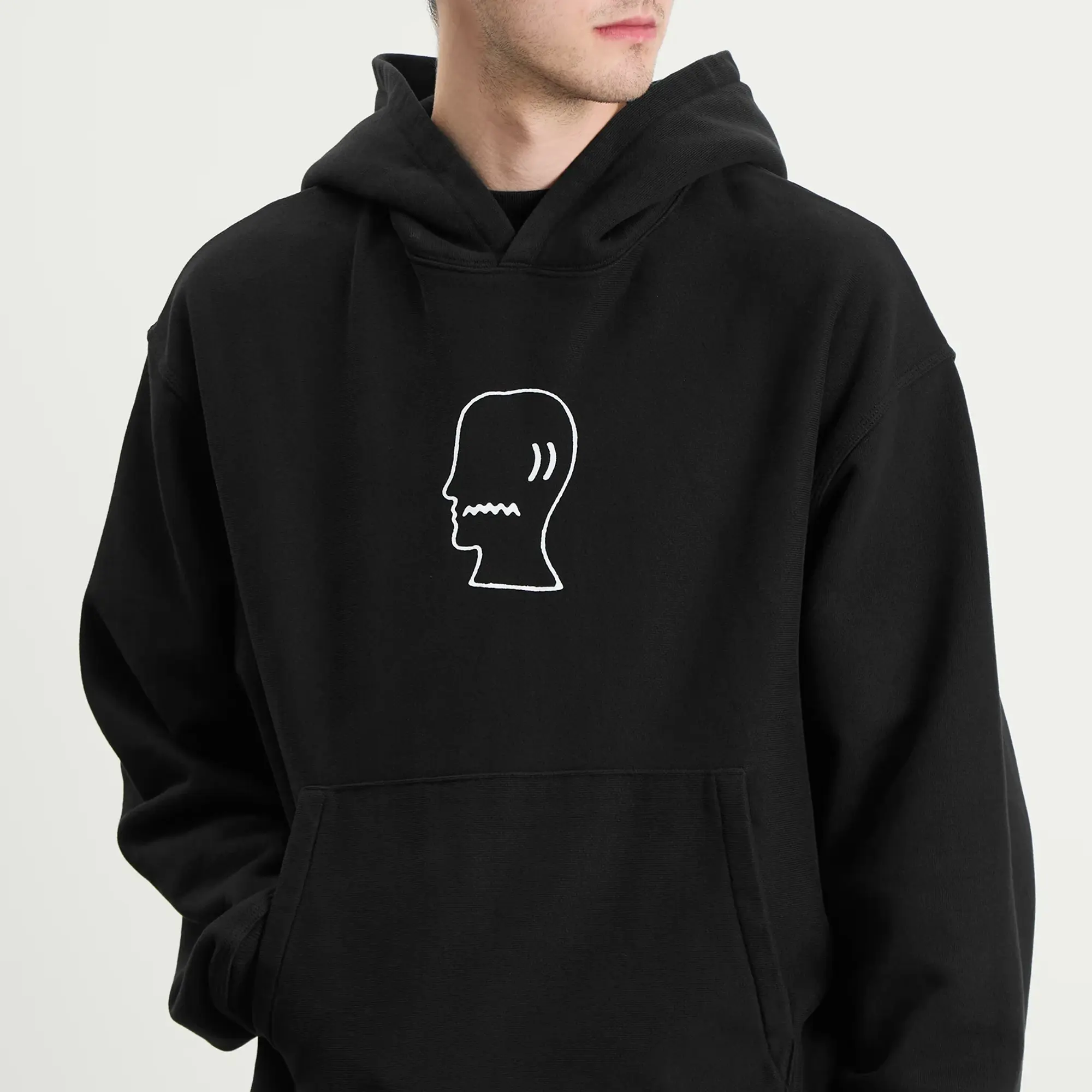 Brain Dead Men's Logo Head Hoodie Black