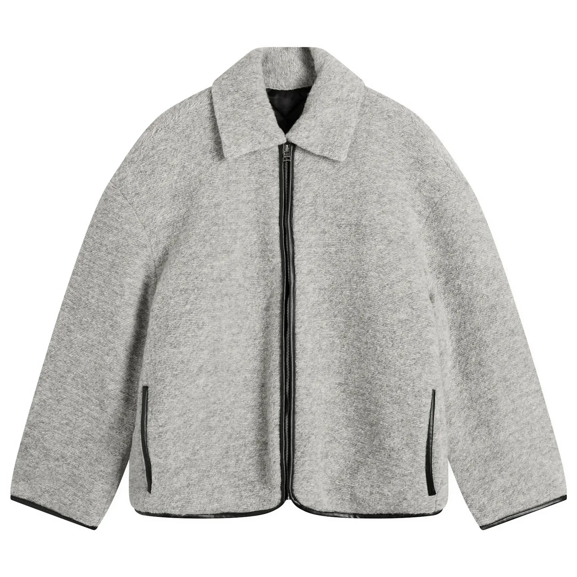 JW Anderson Men's Contrast Trim Casual Jacket Light Grey Melange