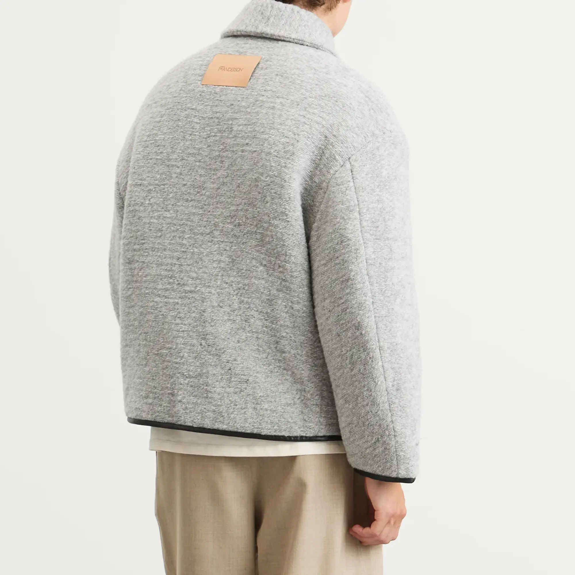 JW Anderson Men's Contrast Trim Casual Jacket Light Grey Melange