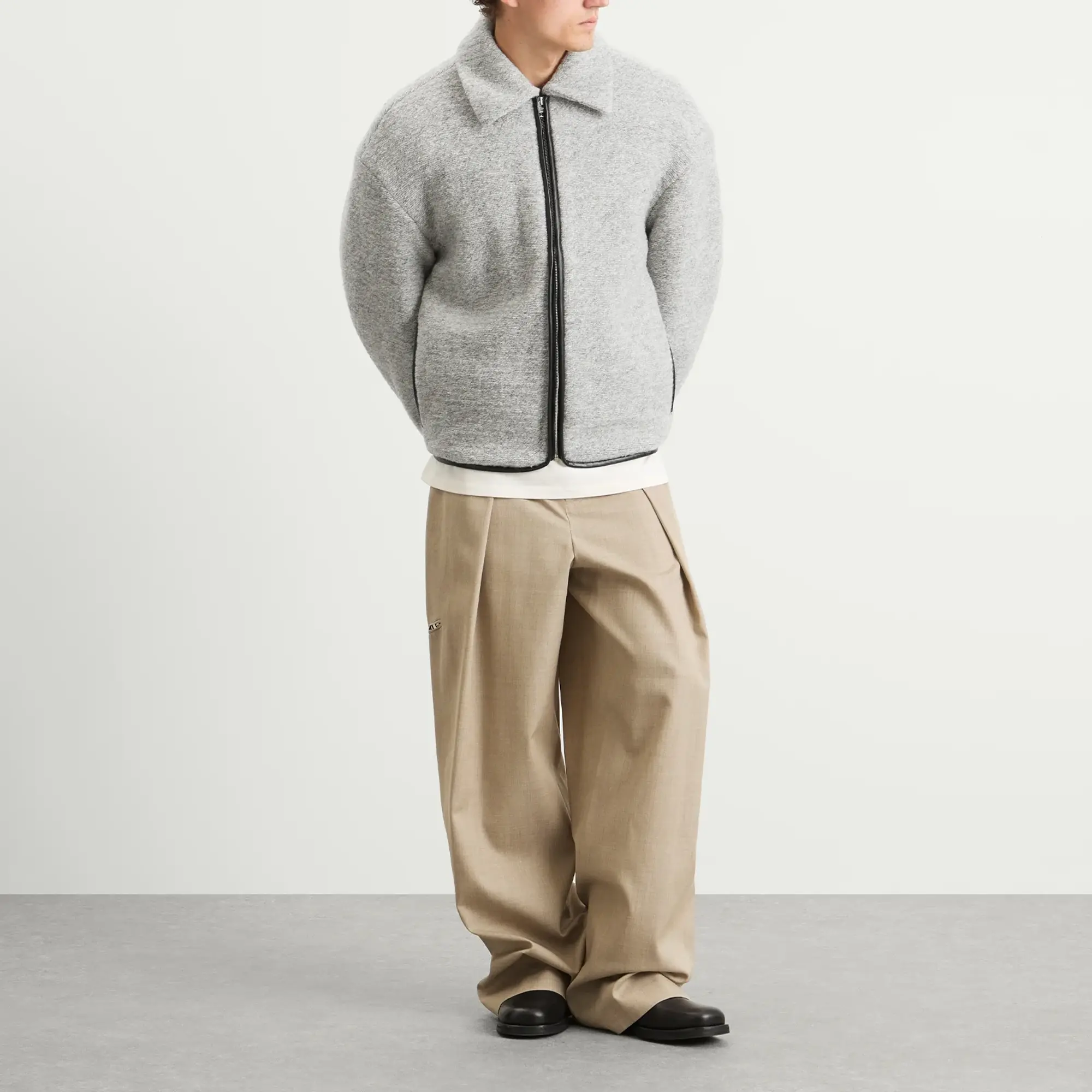 JW Anderson Men's Contrast Trim Casual Jacket Light Grey Melange