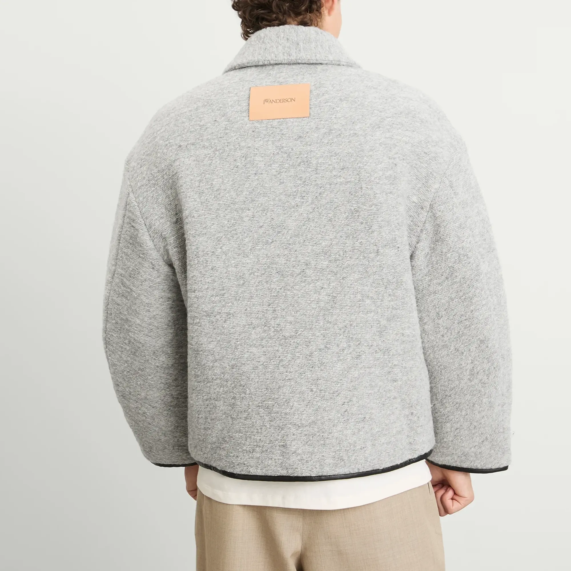 JW Anderson Men's Contrast Trim Casual Jacket Light Grey Melange