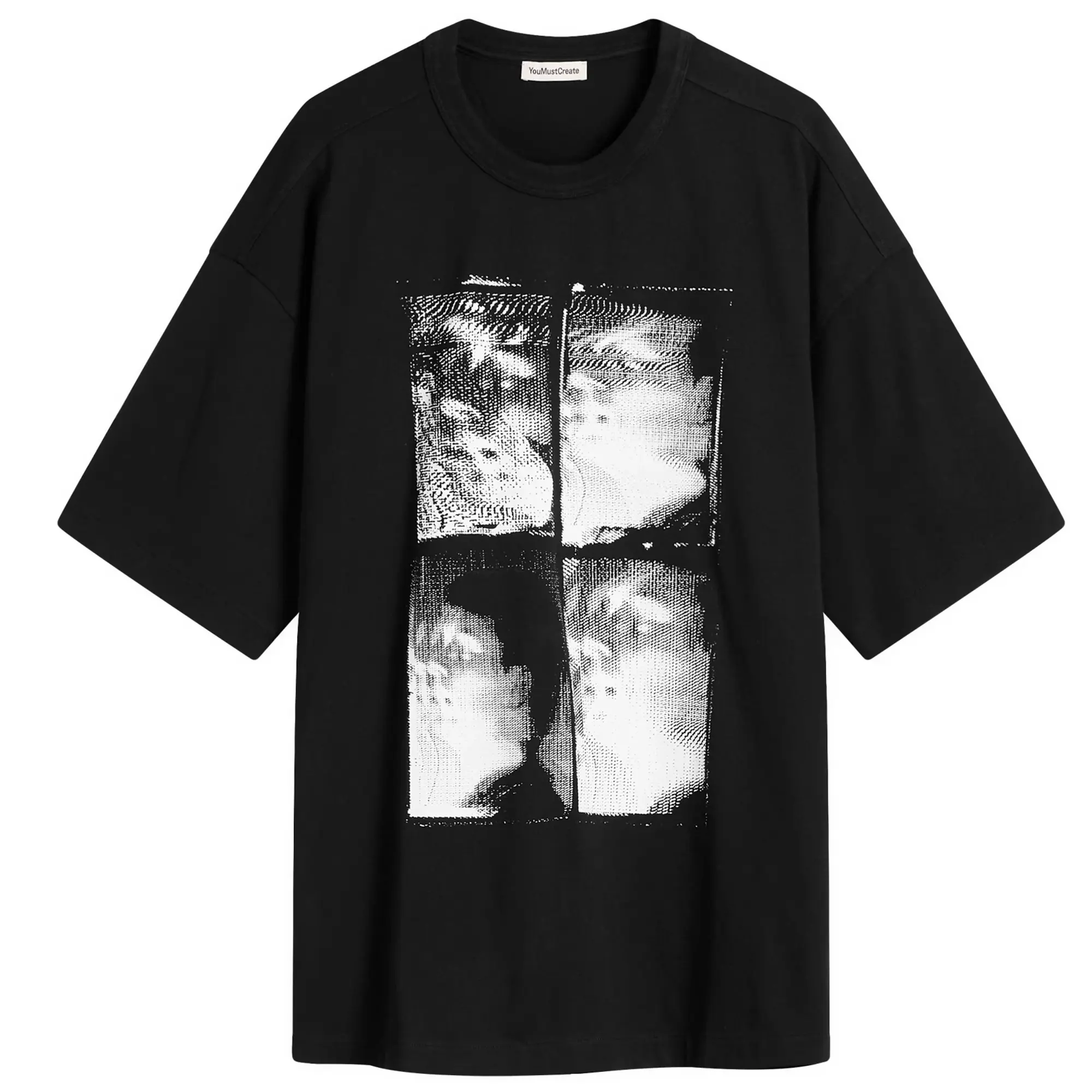 YMC Men's Triple T-Shirt Faces Black