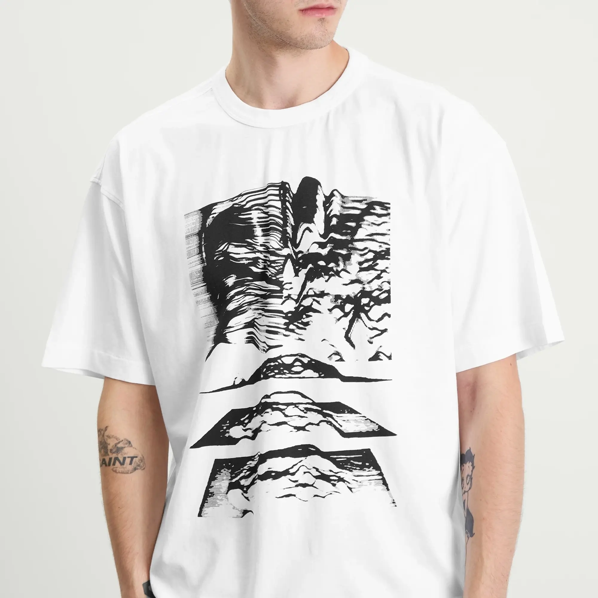 YMC Men's Triple T-Shirt Mountains White