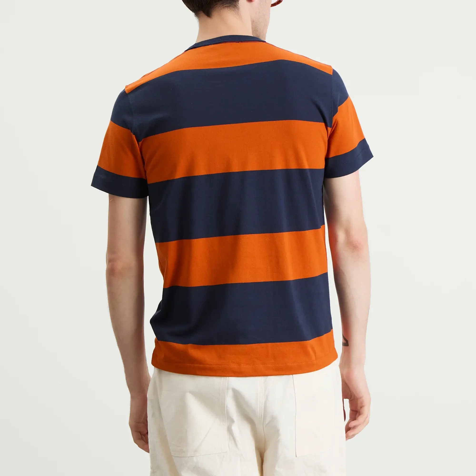 YMC Men's Wild Ones Block Stripe T-Shirt Navy/Spice