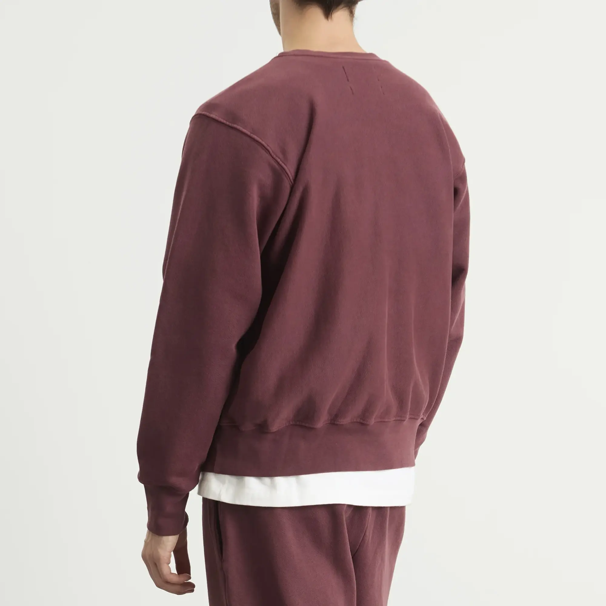 Les Tien Men's Heavyweight Crew Washed Red Mahogany