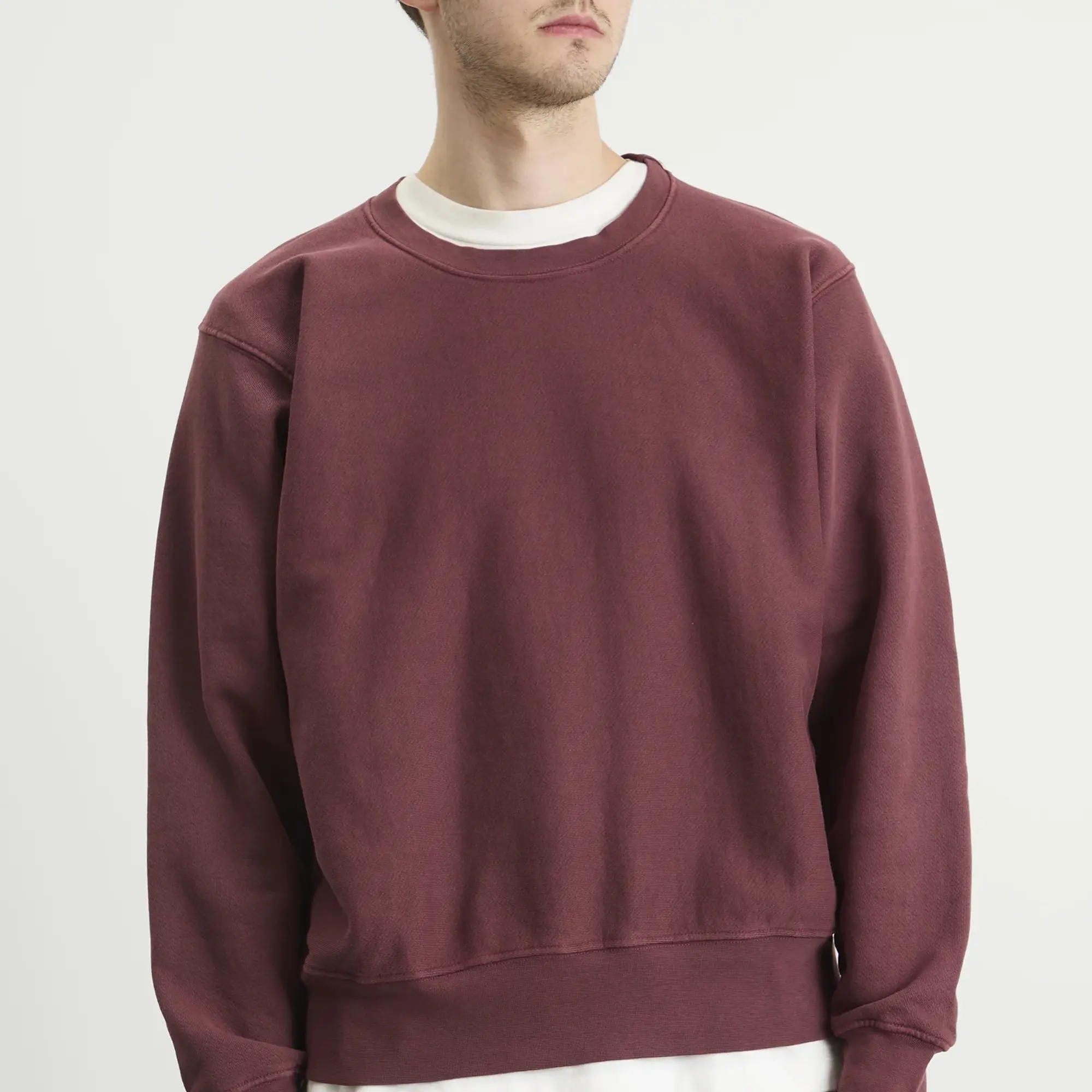 Les Tien Men's Heavyweight Crew Washed Red Mahogany