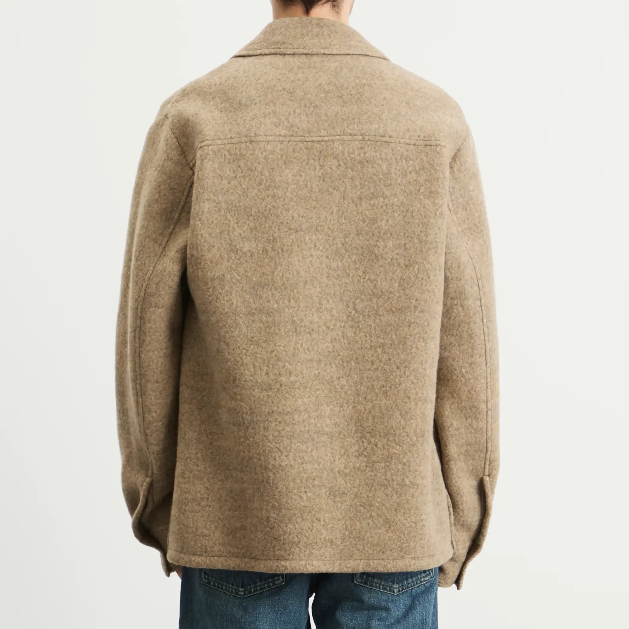 Jil Sander Men's Felted Wool Melange Zip Up Fern