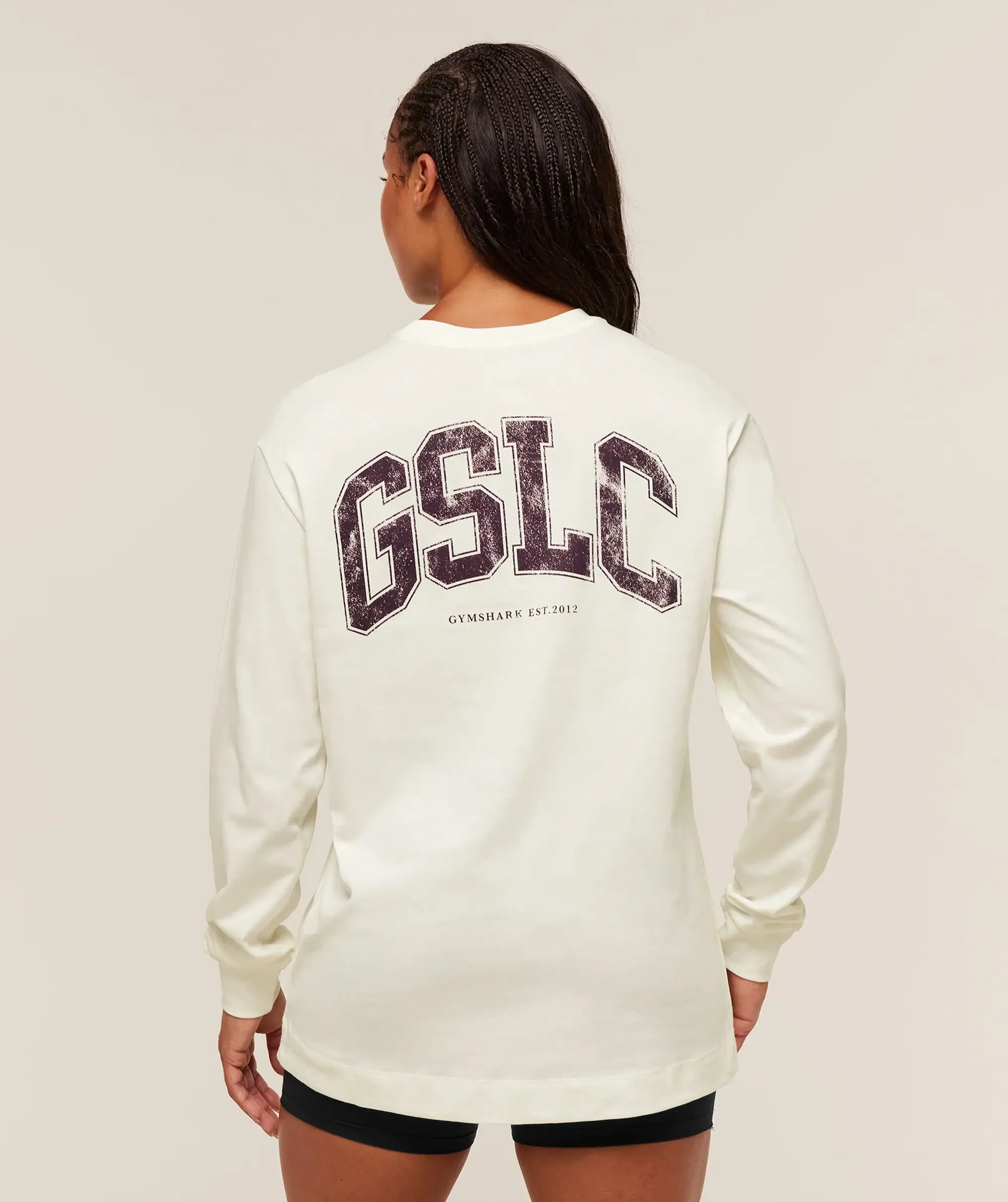  GSLC Graphic Oversized Long Sleeve Top - Soft White