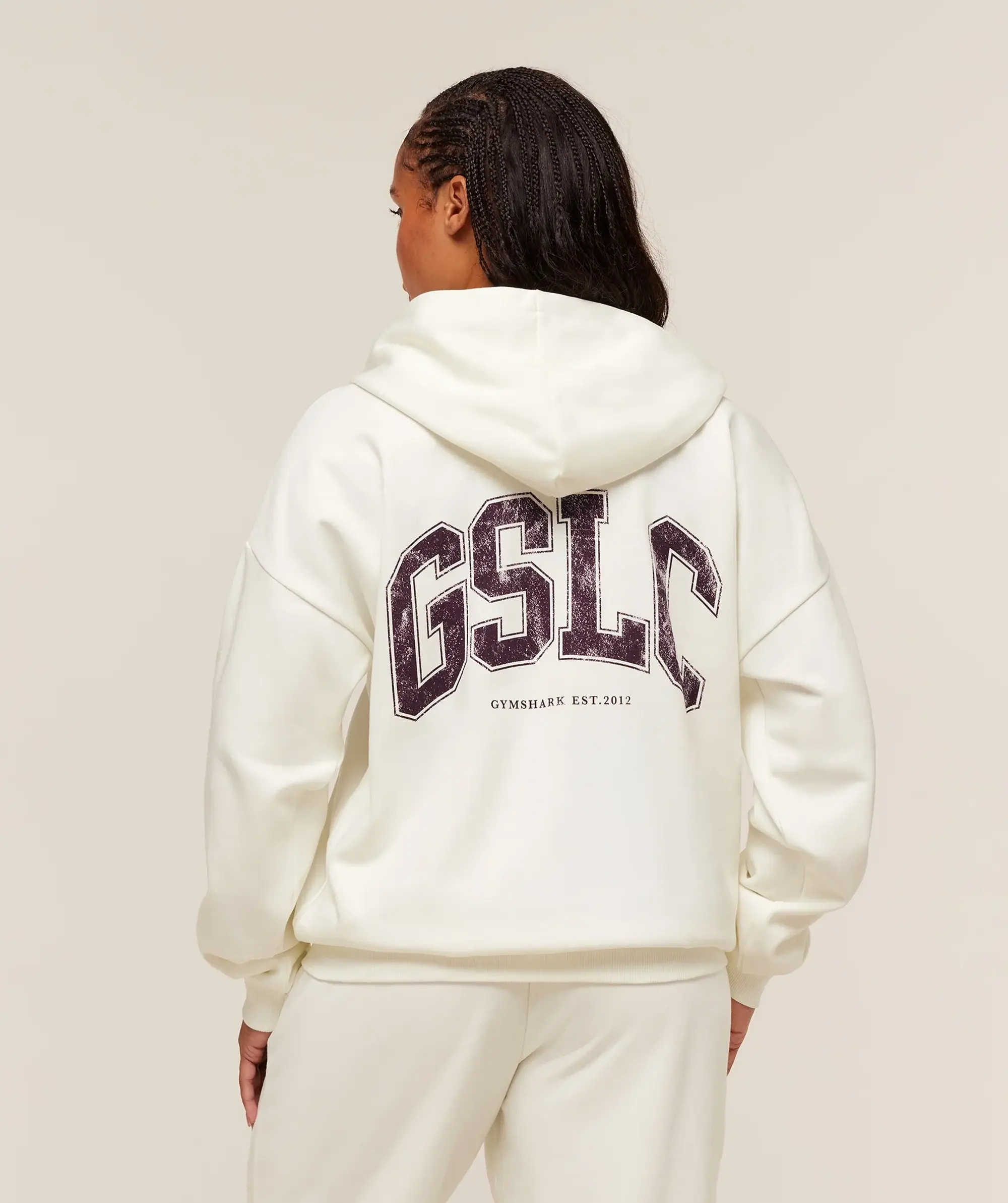  GSLC Graphic Zip Up Hoodie - Soft White