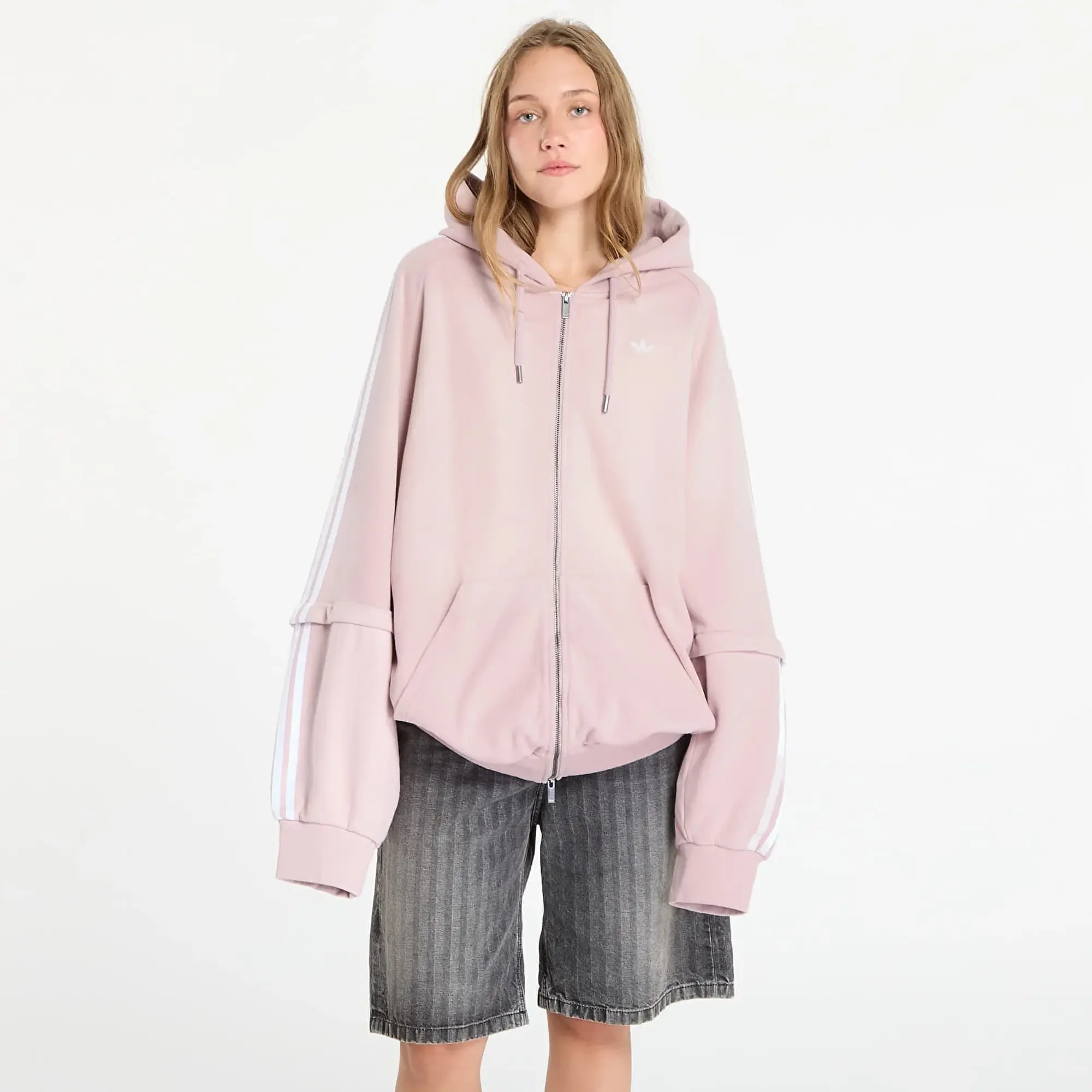 Sweatshirt Adidas Adilenium Season 4 Teamgeist Washed Oversized Full-Zip Hoodie New Rose/ Dove Grey L