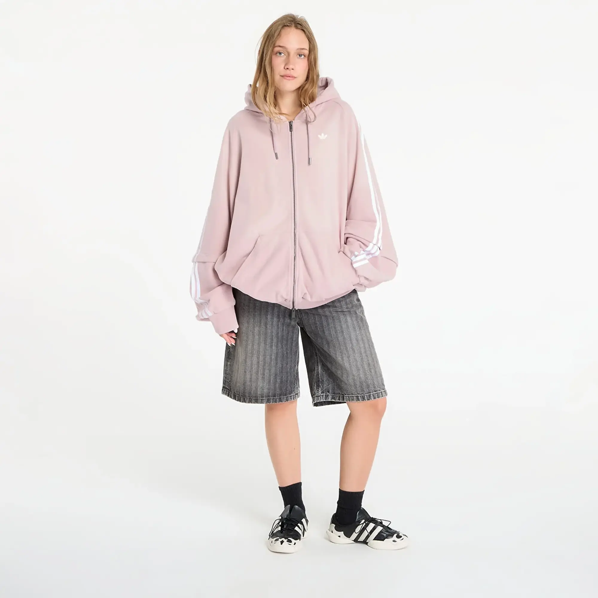 Sweatshirt Adidas Adilenium Season 4 Teamgeist Washed Oversized Full-Zip Hoodie New Rose/ Dove Grey L