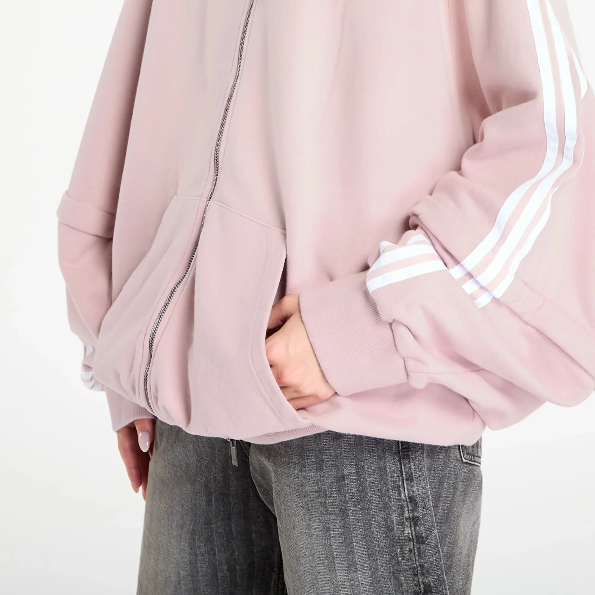 Sweatshirt Adidas Adilenium Season 4 Teamgeist Washed Oversized Full-Zip Hoodie New Rose/ Dove Grey L