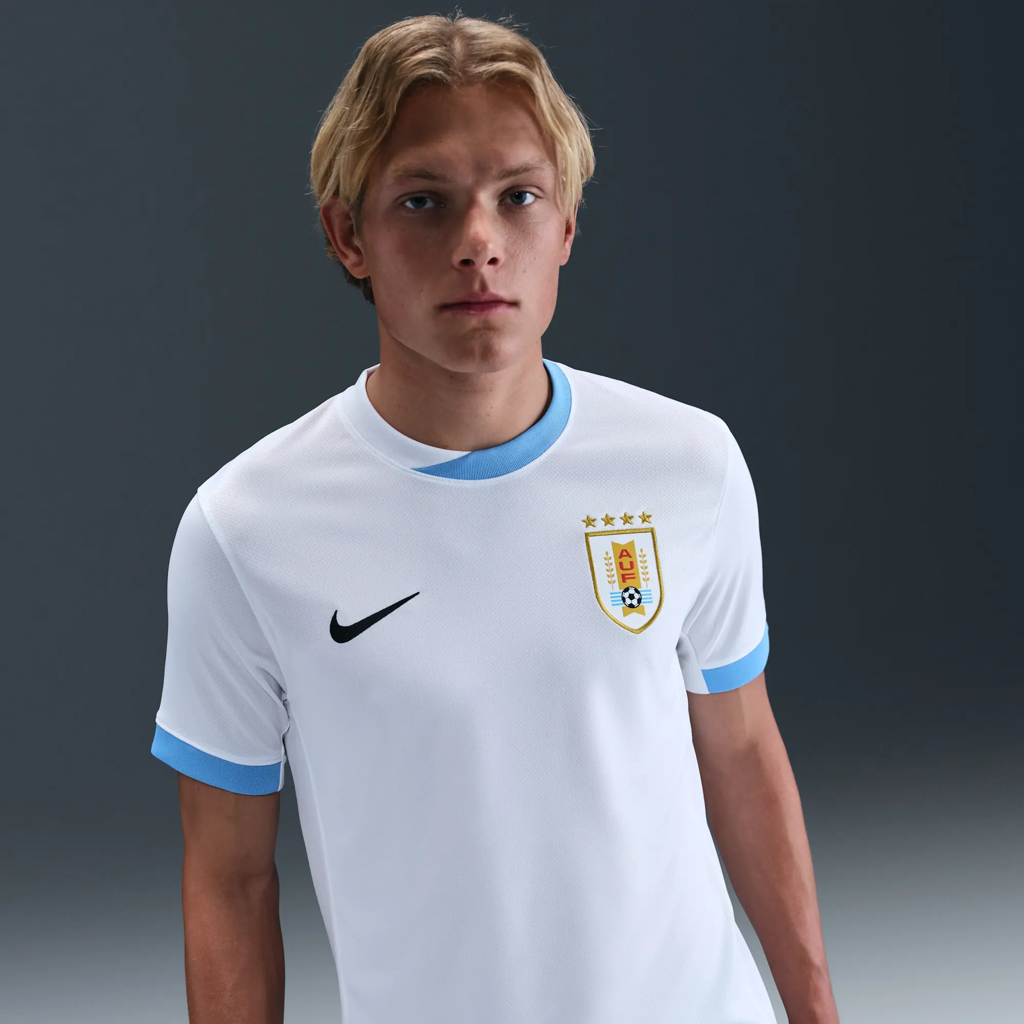 Uruguay 2024/25 Stadium Away (Men's Team) Men's Nike Dri-FIT Football Replica Shirt - White - Polyester