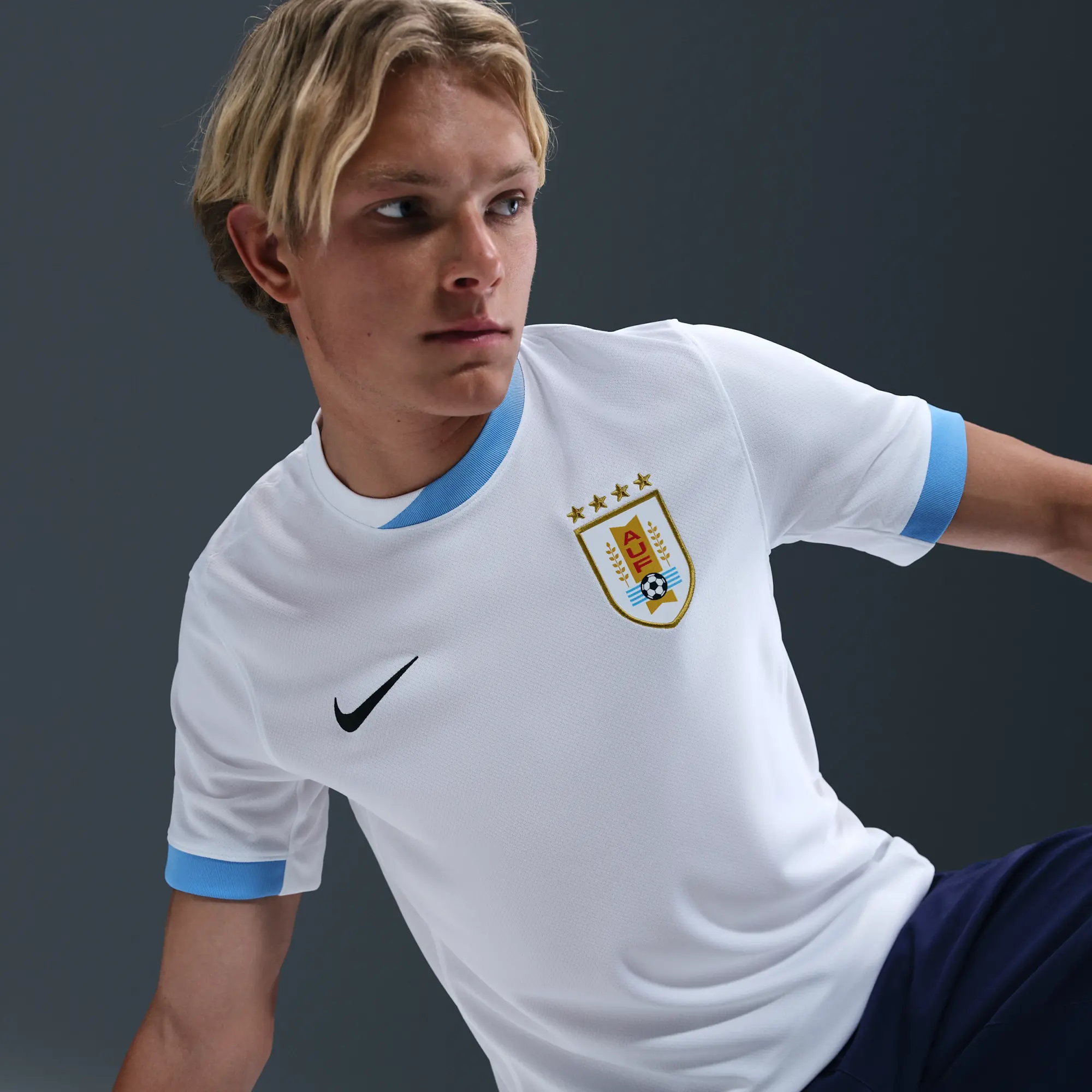 Uruguay 2024/25 Stadium Away (Men's Team) Men's Nike Dri-FIT Football Replica Shirt - White - Polyester