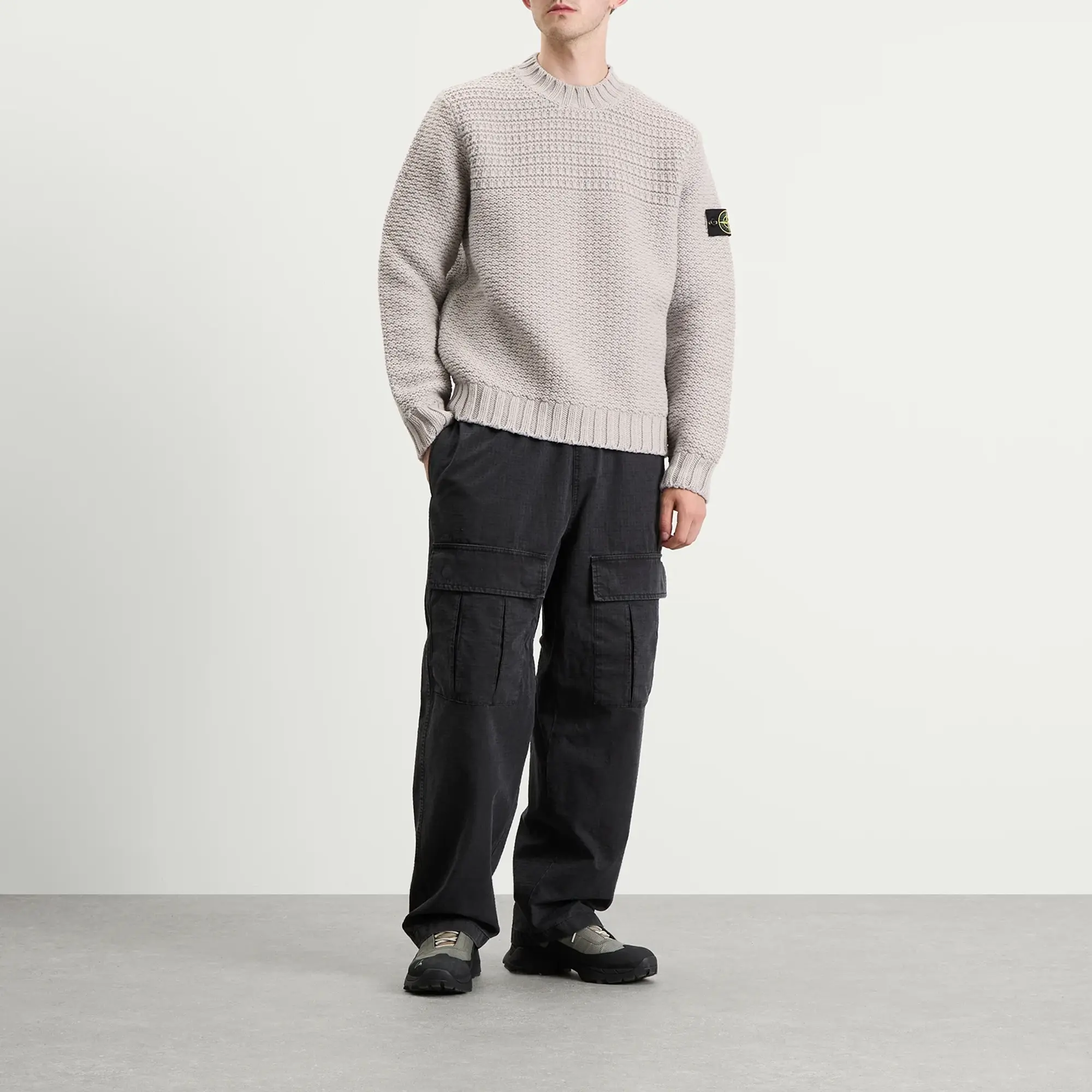 Stone Island Men's Pure Wool Heavyweight Jumper Pearl Grey