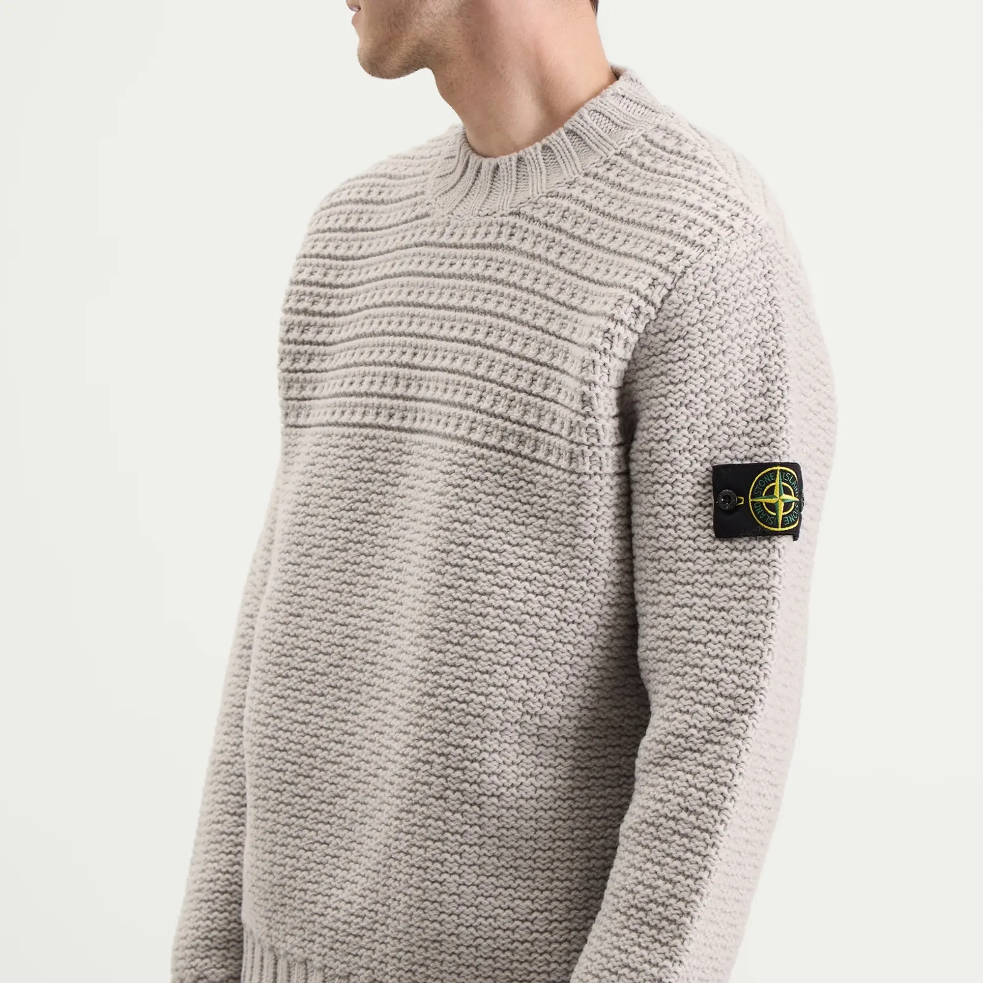 Stone Island Men's Pure Wool Heavyweight Jumper Pearl Grey