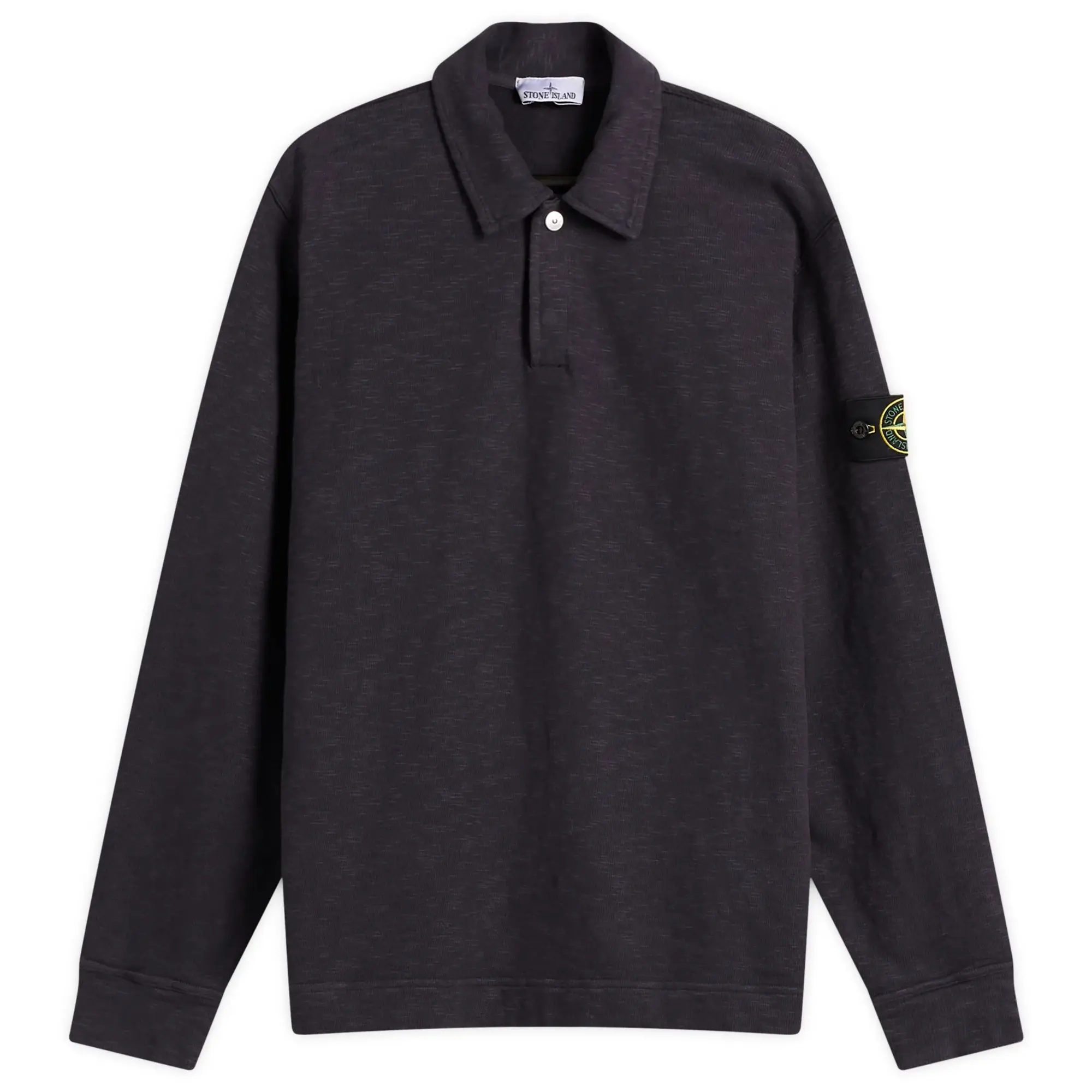 Stone Island Men's Brushed Heavy Cotton Long Sleeve Polo Ink