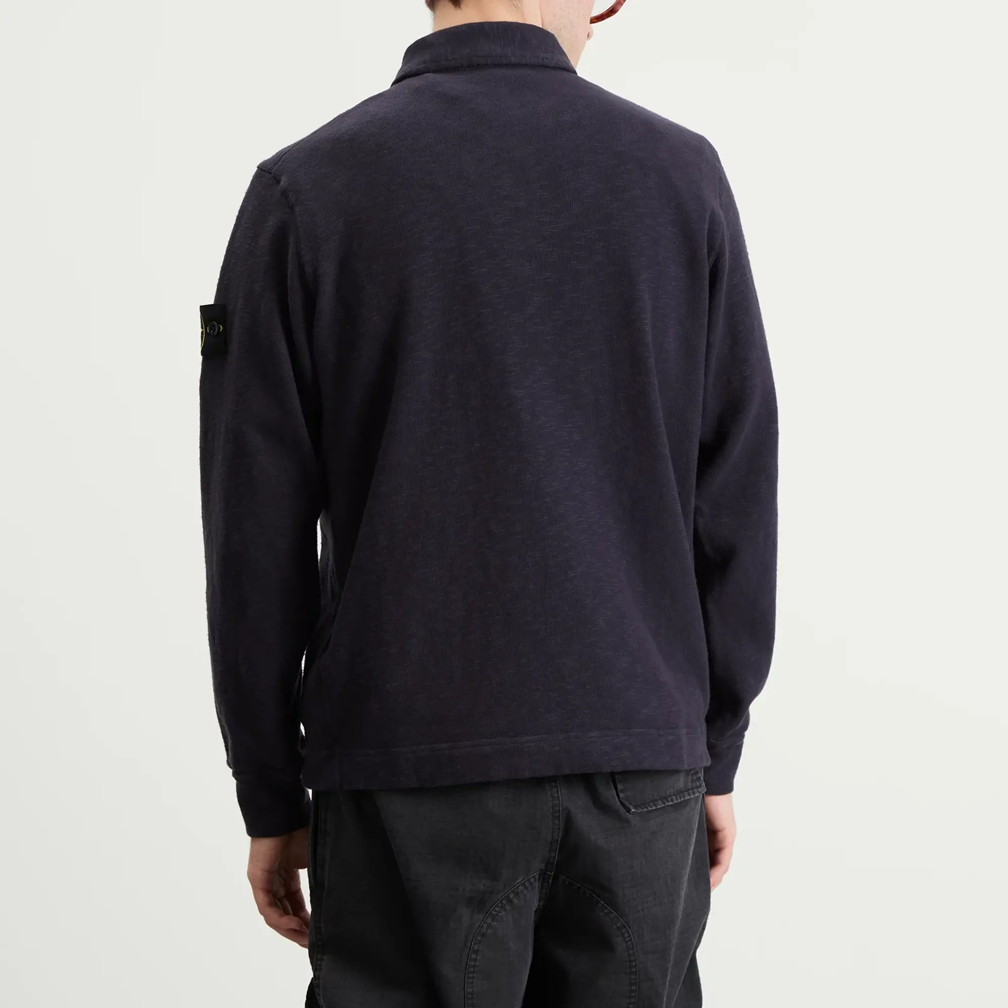Stone Island Men's Brushed Heavy Cotton Long Sleeve Polo Ink