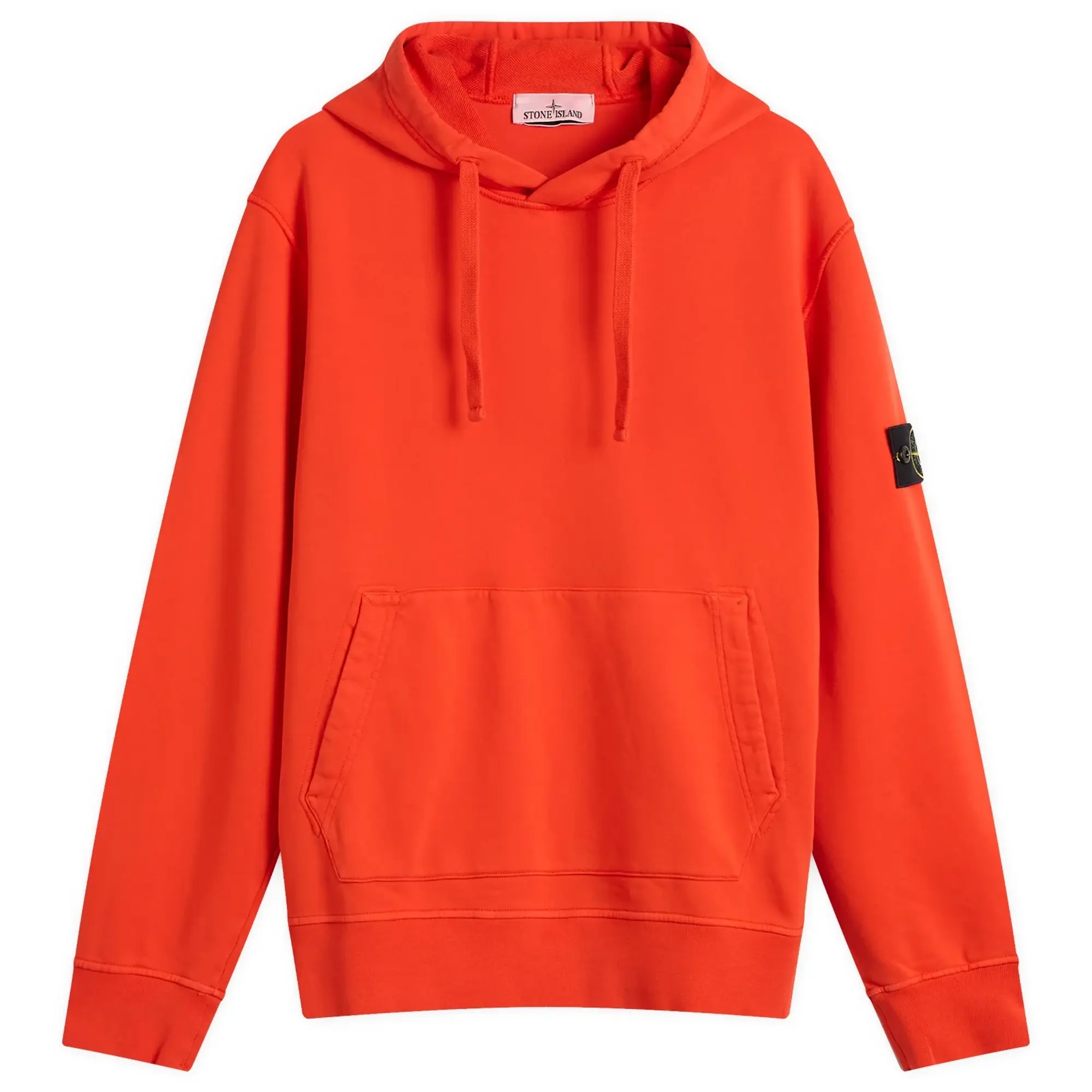 Stone Island Men's Organic Cotton Fleece Popover Hoodie Scarlet