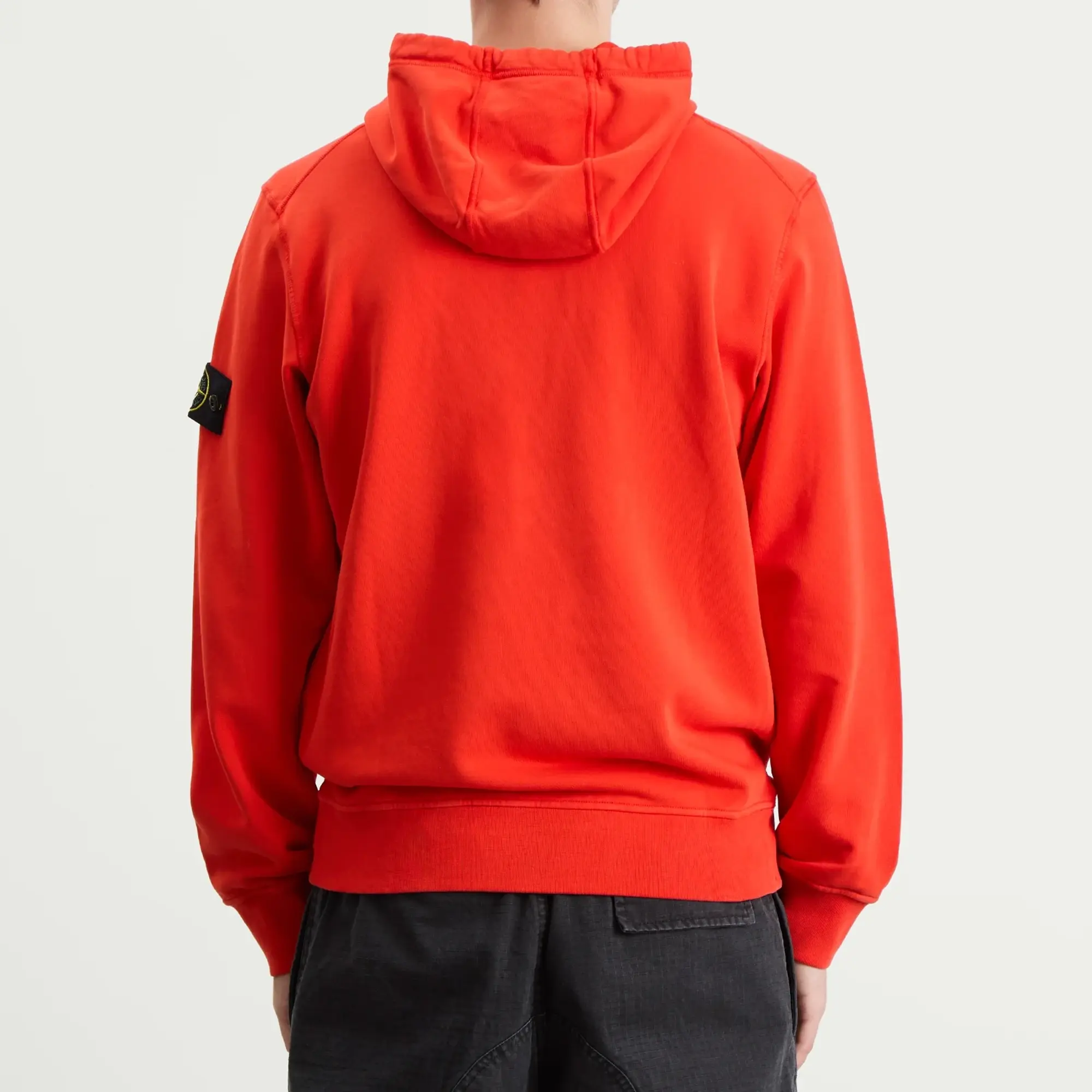 Stone Island Men's Organic Cotton Fleece Popover Hoodie Scarlet