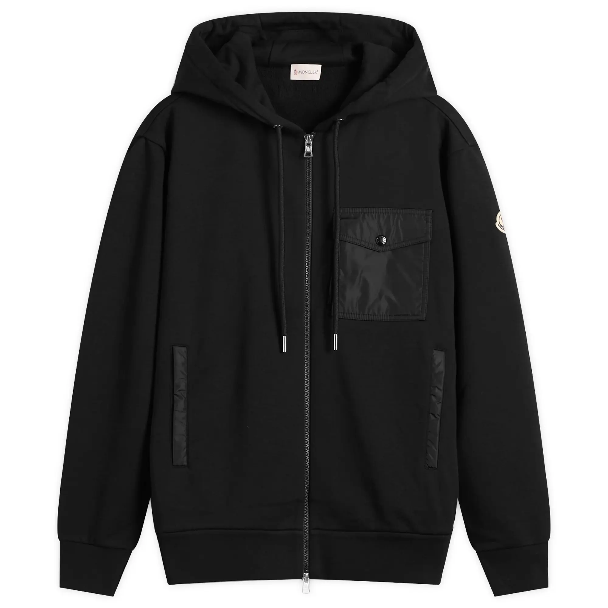 Moncler Men's Zip Through Patch Hoodie Black