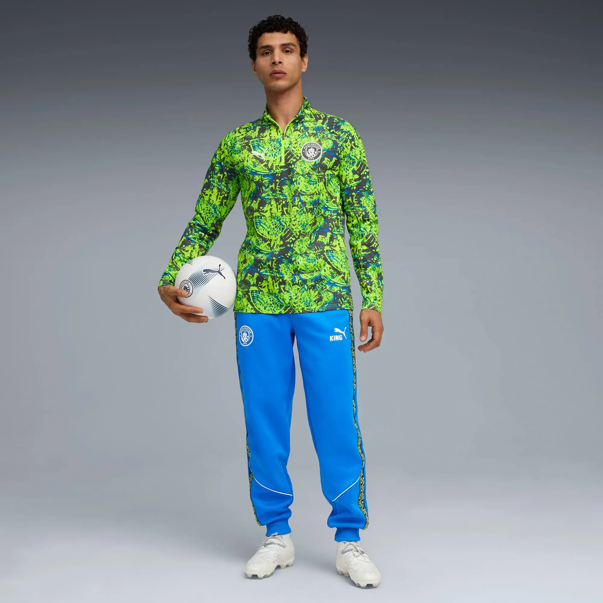 PUMA Manchester City King Anthem Pants Men, Hyperlink Blue/Pro Green, size 3XL