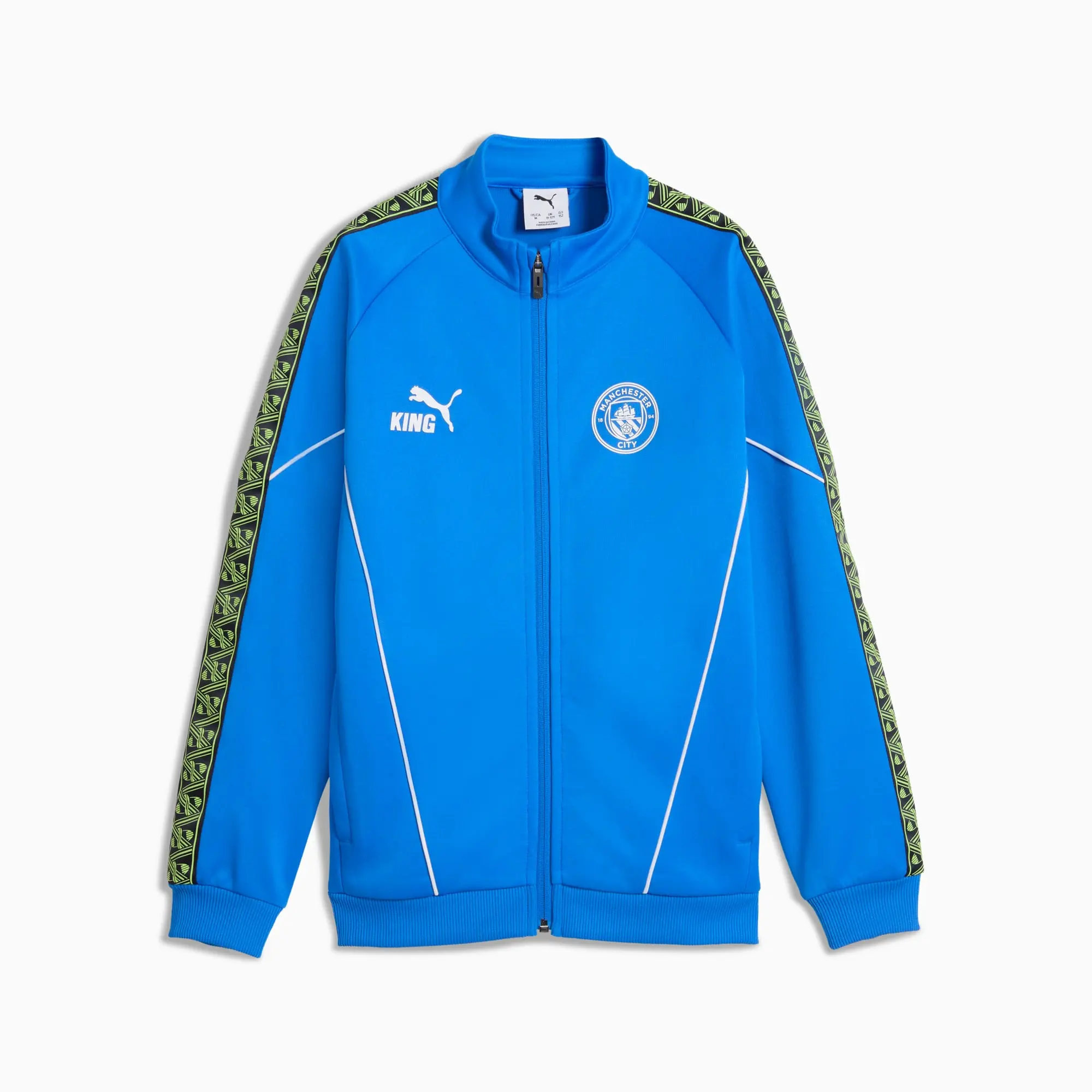 PUMA Manchester City King Anthem Jacket Youth, Hyperlink Blue/Pro Green, size 11-12 Youth