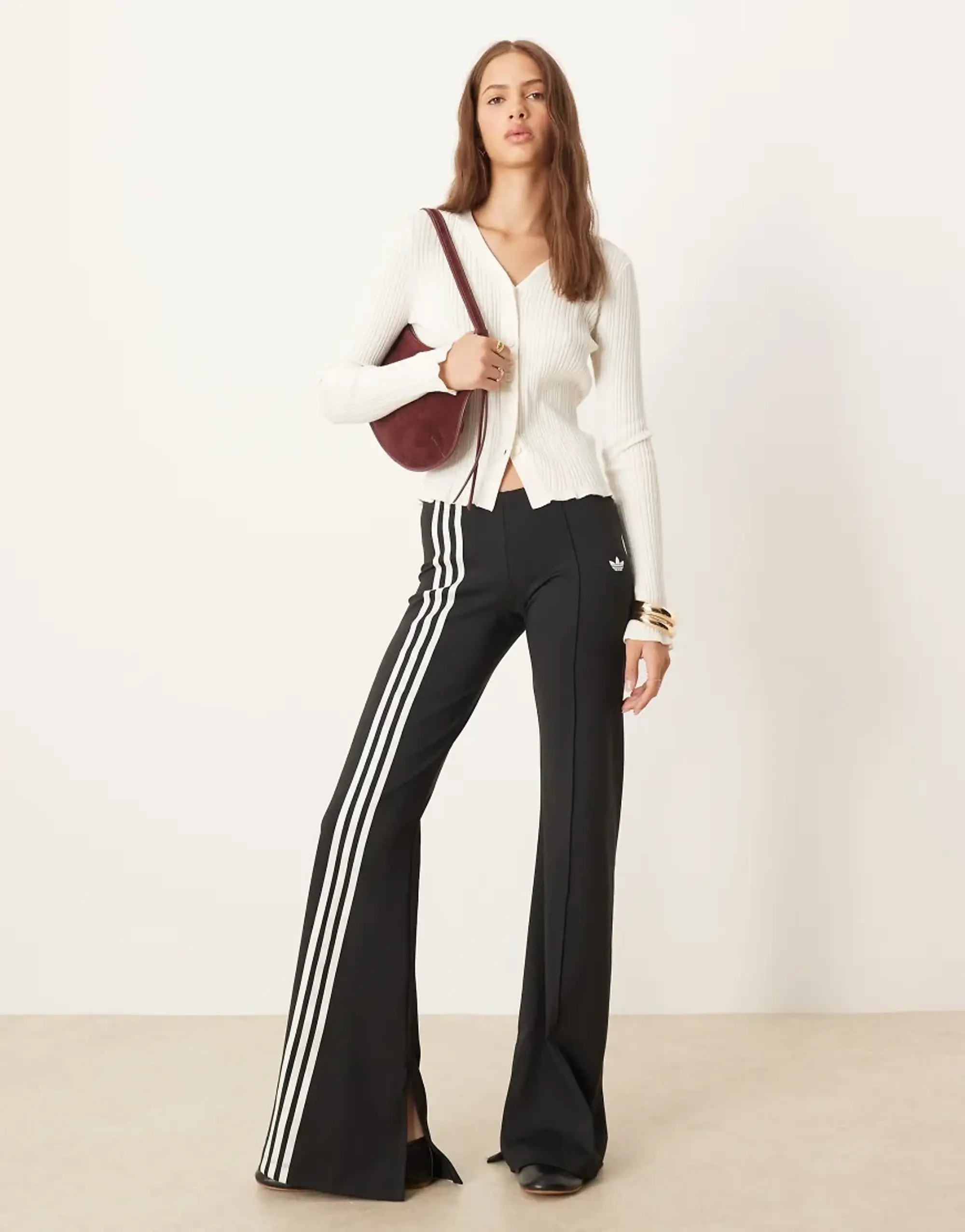 Pants Adidas Ribbon Off Placed 3-Stripes Flared Joggers Black/ Black L