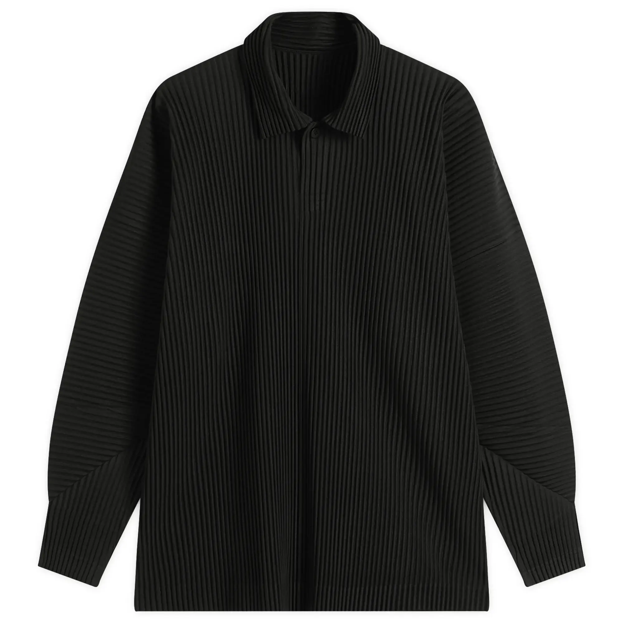 Homme Plissé Long Sleeve Polo Black