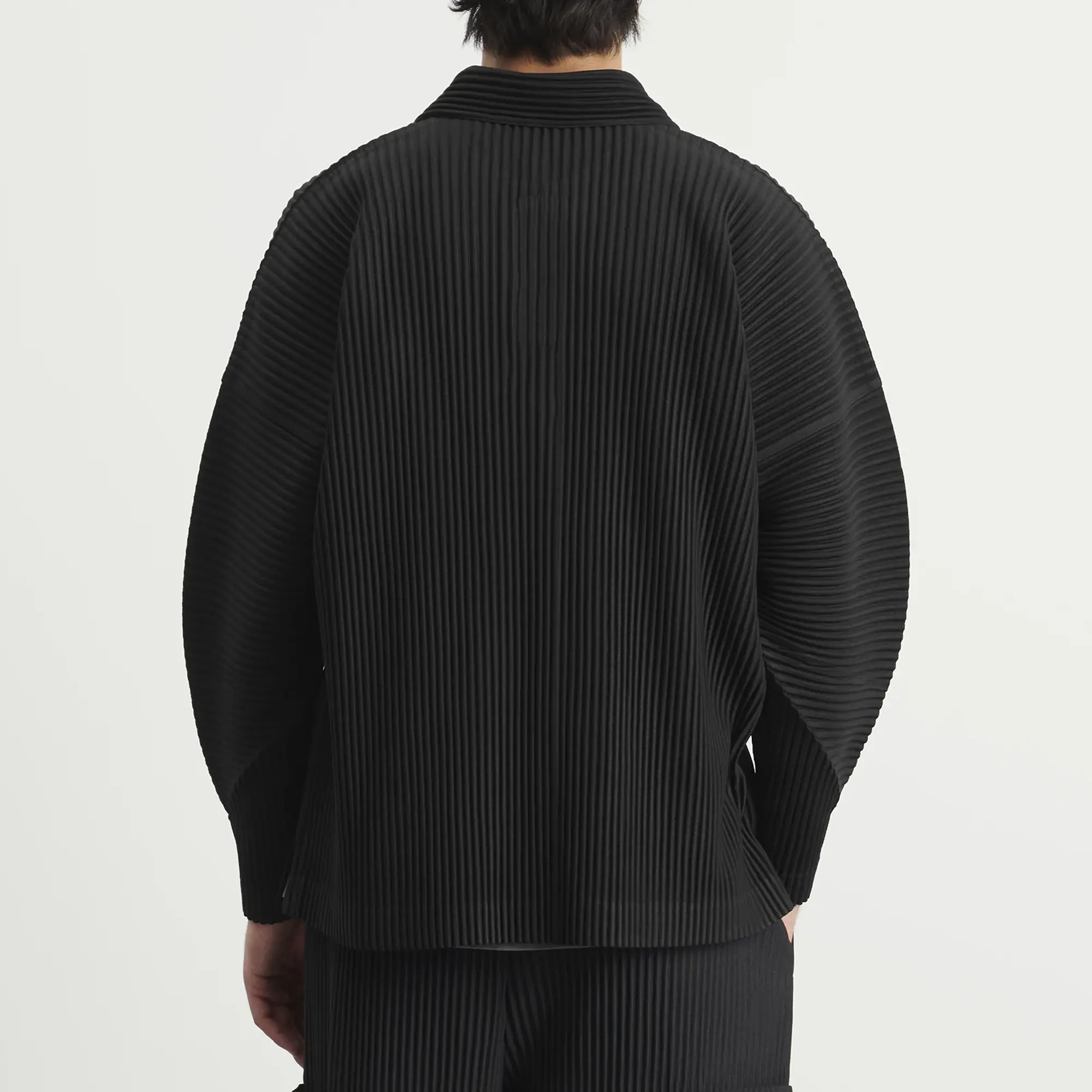 Homme Plissé Long Sleeve Polo Black