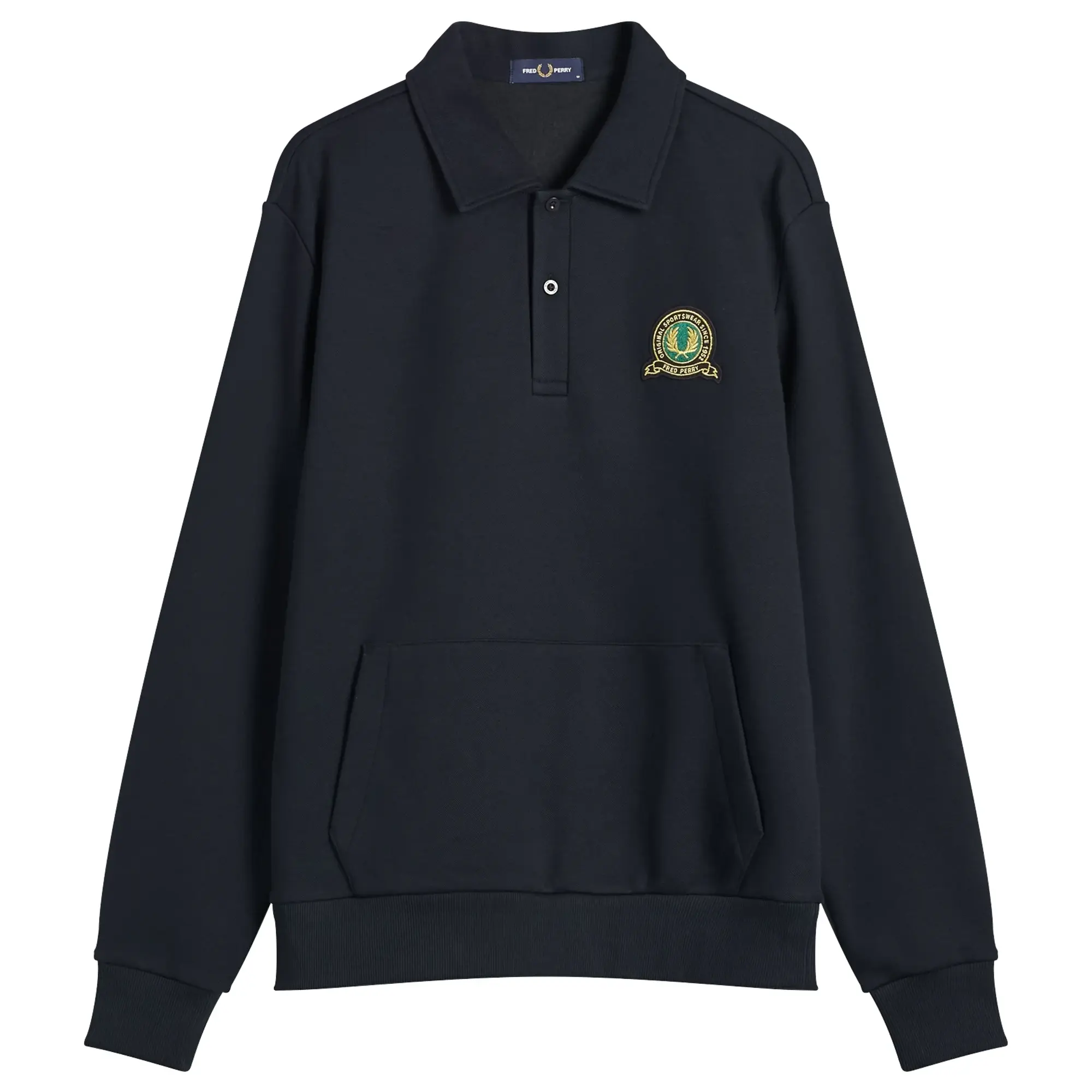 Fred Perry Men's Tennis Badge Collared Sweatshirt Navy