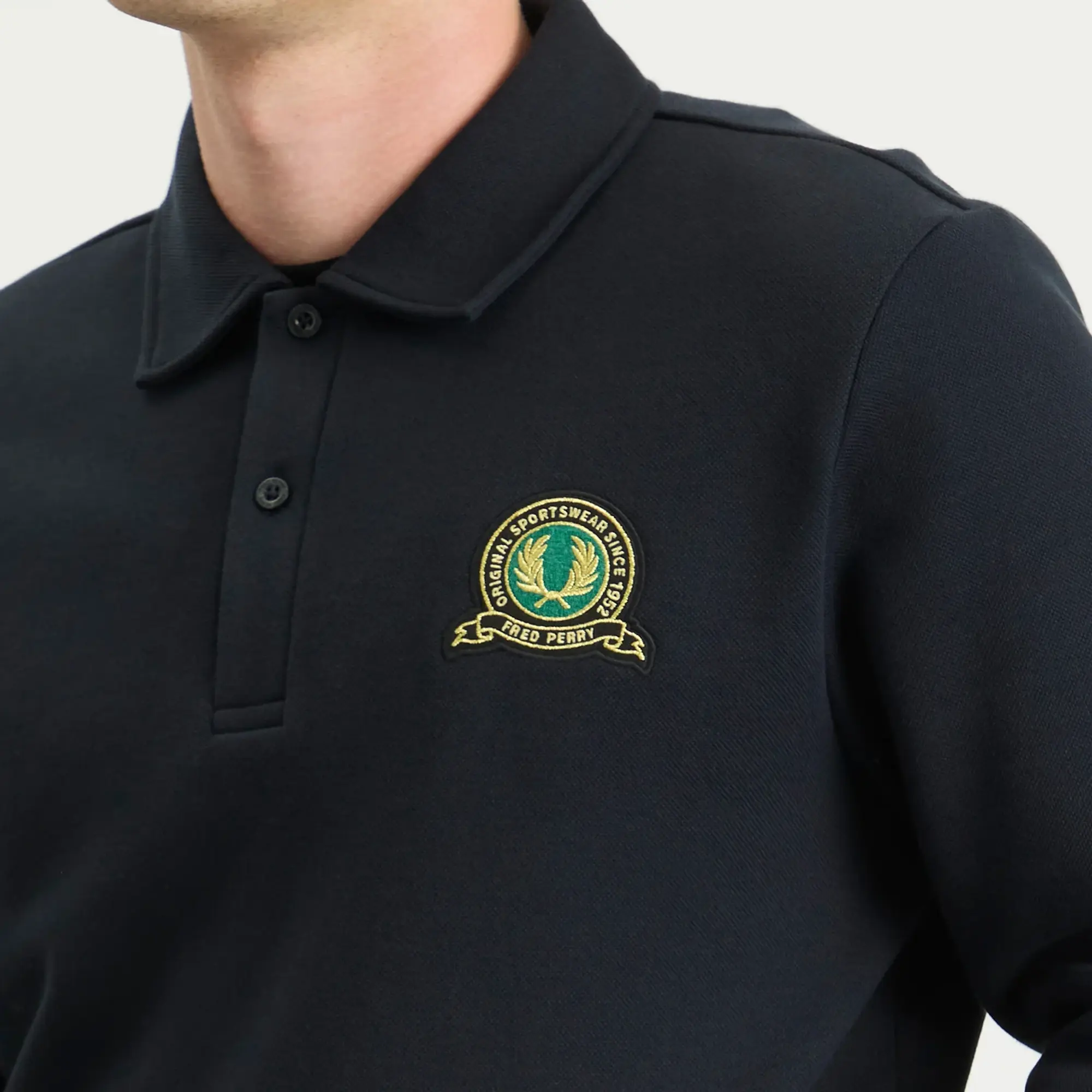 Fred Perry Men's Tennis Badge Collared Sweatshirt Navy