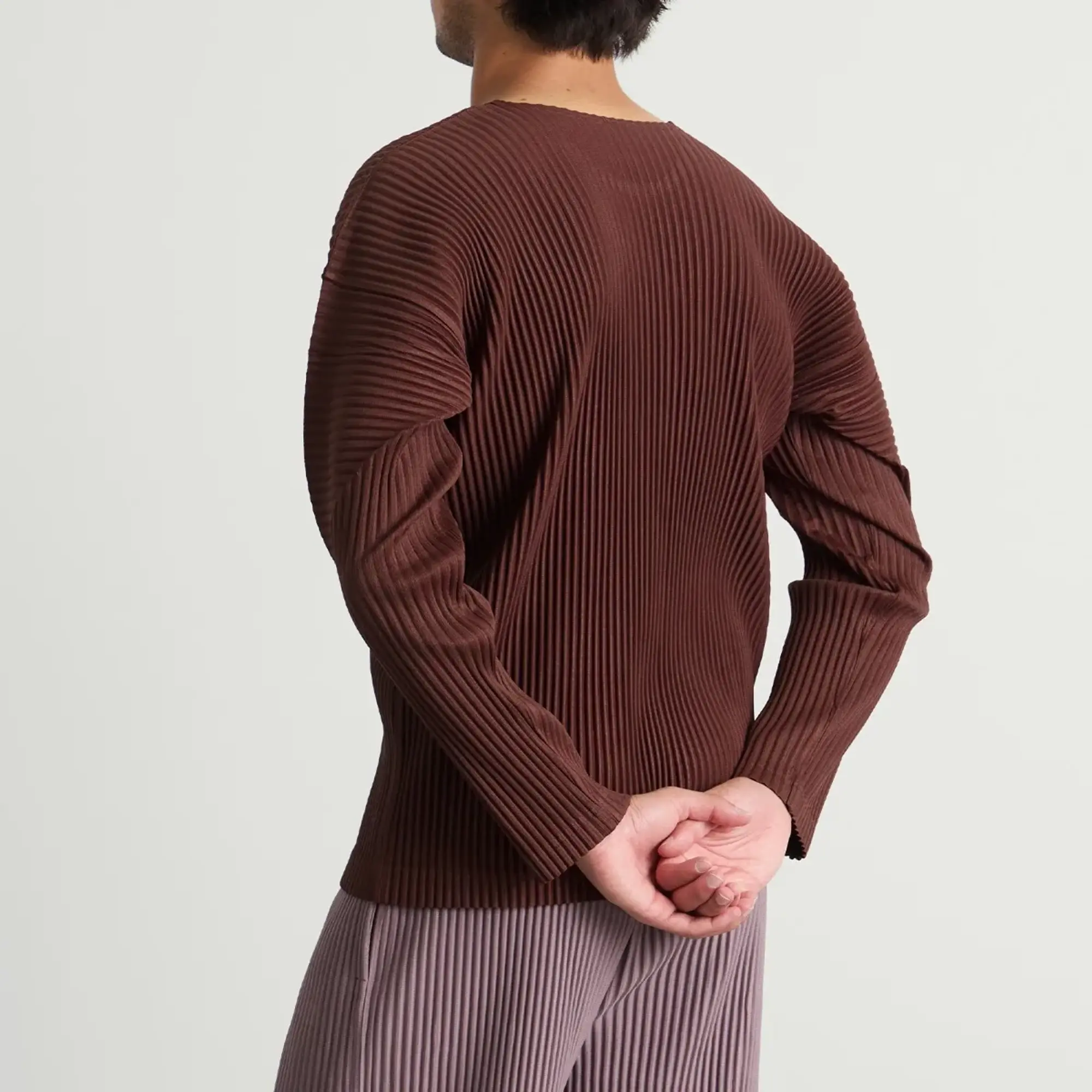 Homme Plissé Long Sleeve Top Edge Brown