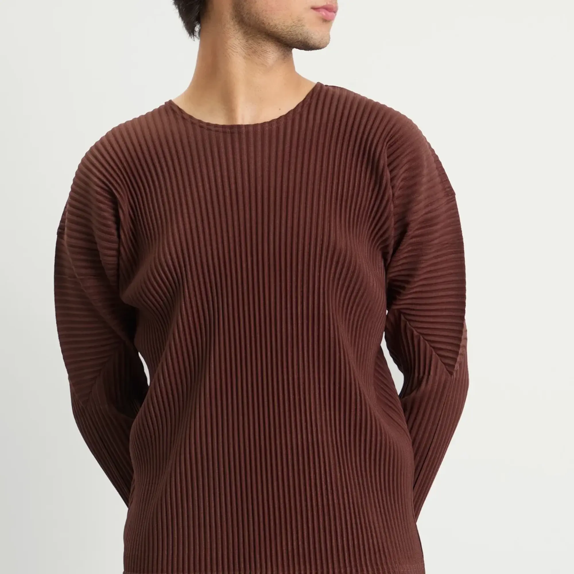 Homme Plissé Long Sleeve Top Edge Brown