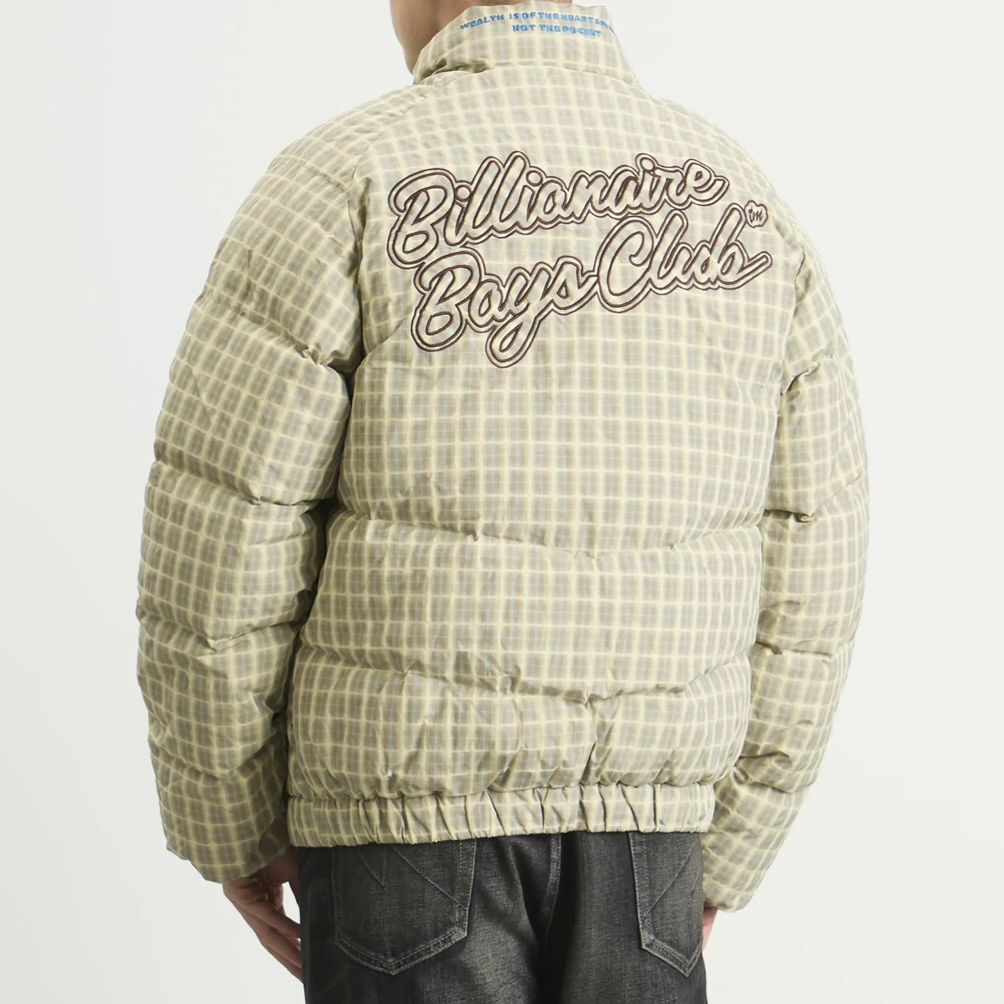 Billionaire Boys Club Men's Script Nylon Check Puffer Jacket Brown Check