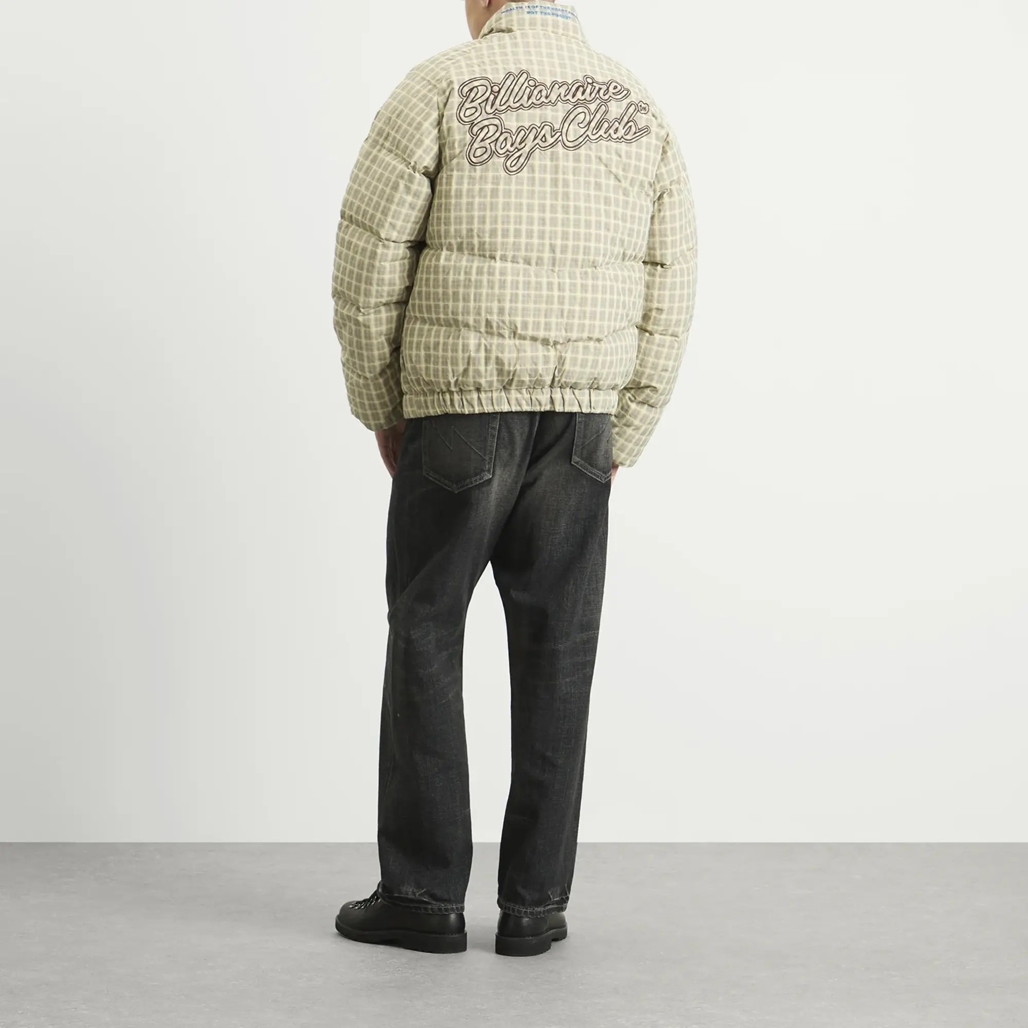 Billionaire Boys Club Men's Script Nylon Check Puffer Jacket Brown Check