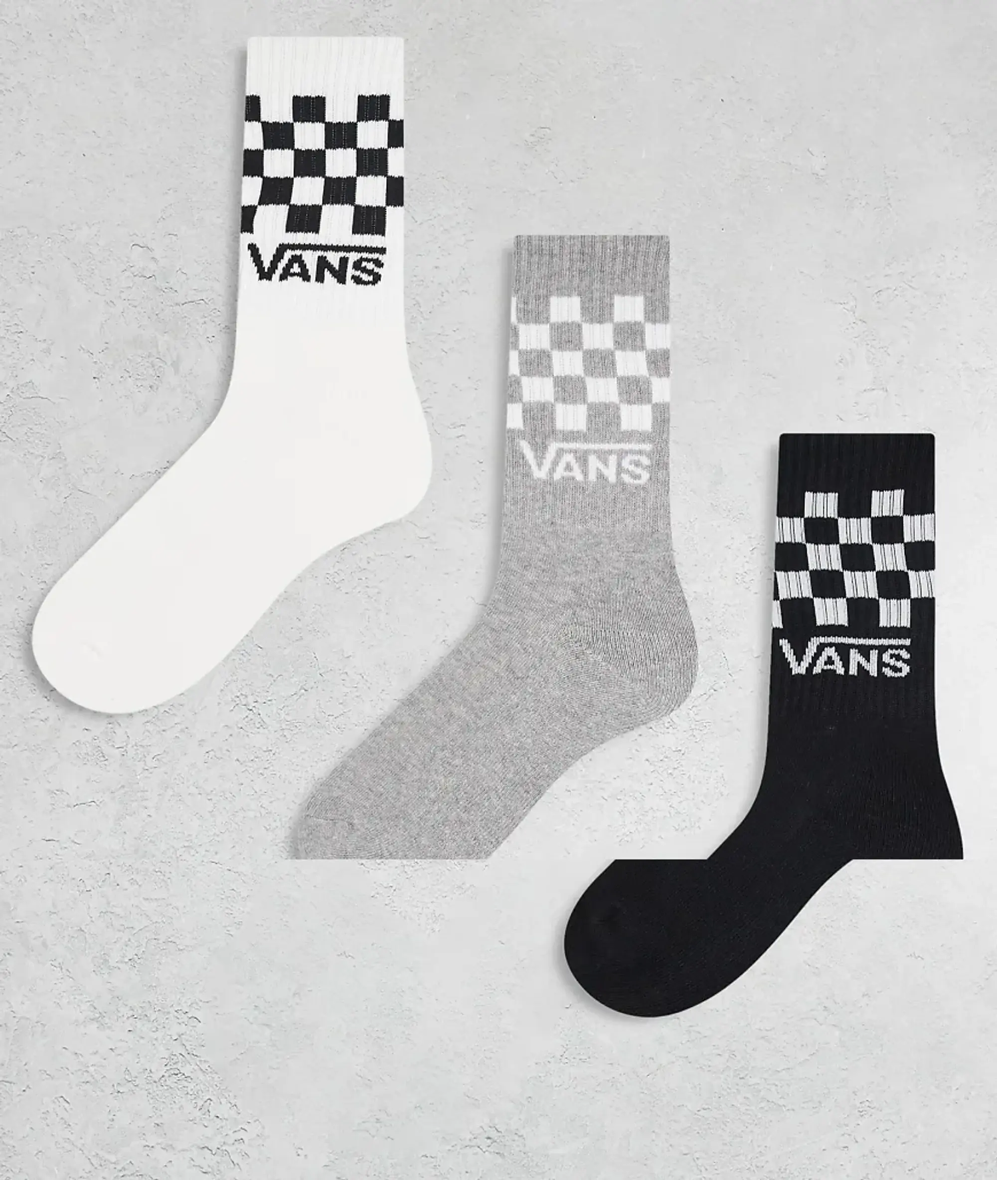 Vans Classic Check Crew 3-Pack White/ Black/ Grey L