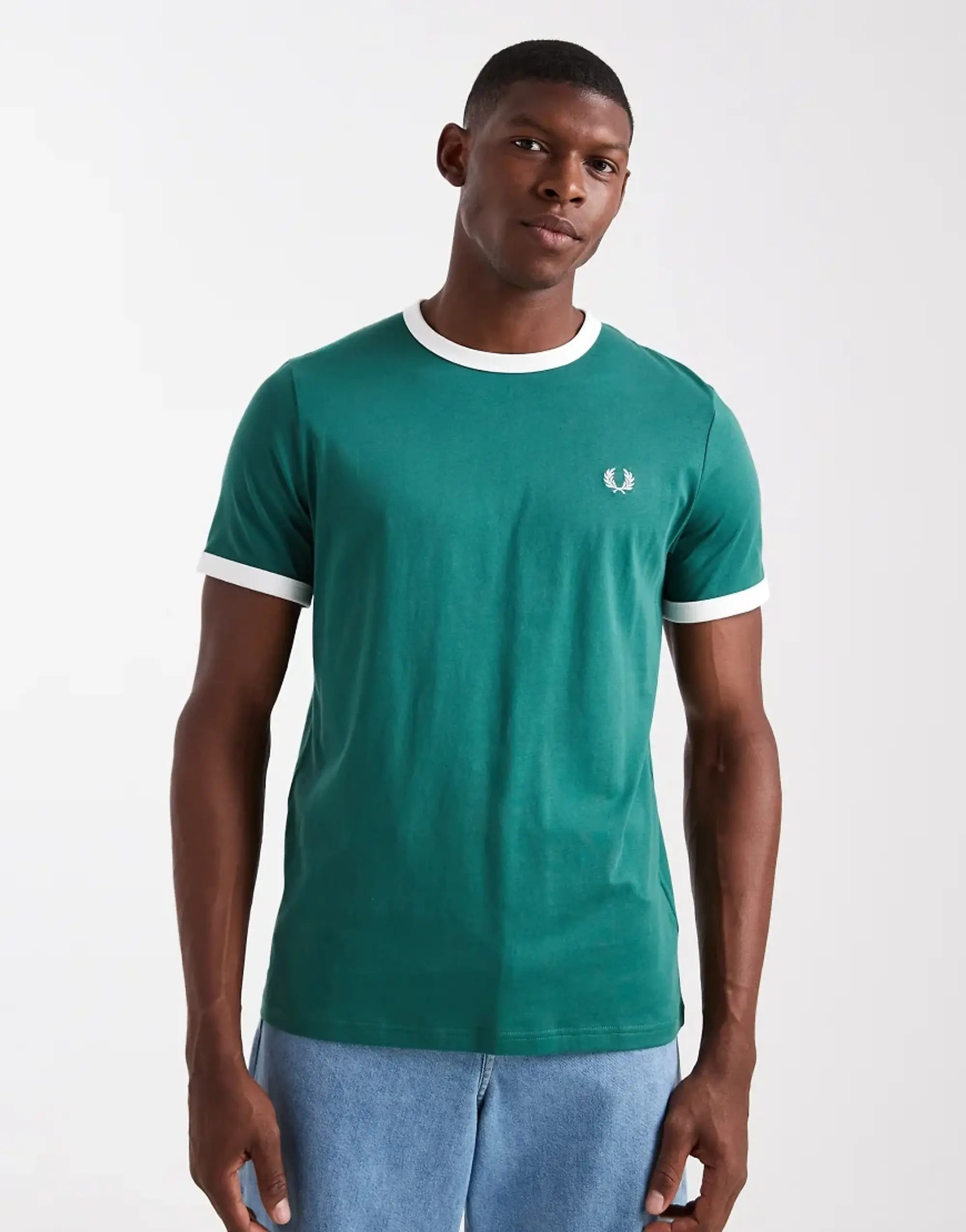 T-Shirt Fred Perry Ringer T-Shirt Sport Green/ Snow White L