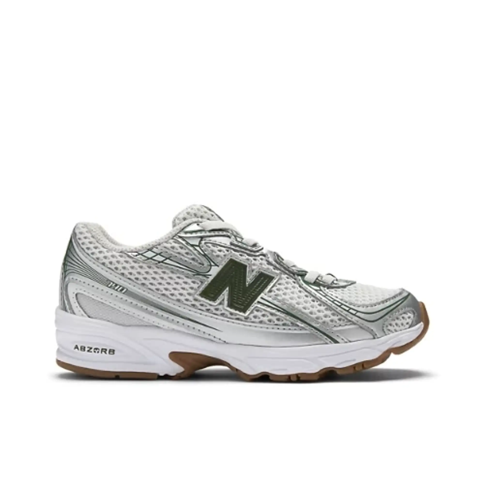 New Balance Kids' 740 BUNGEE in Grey/Green Synthetic