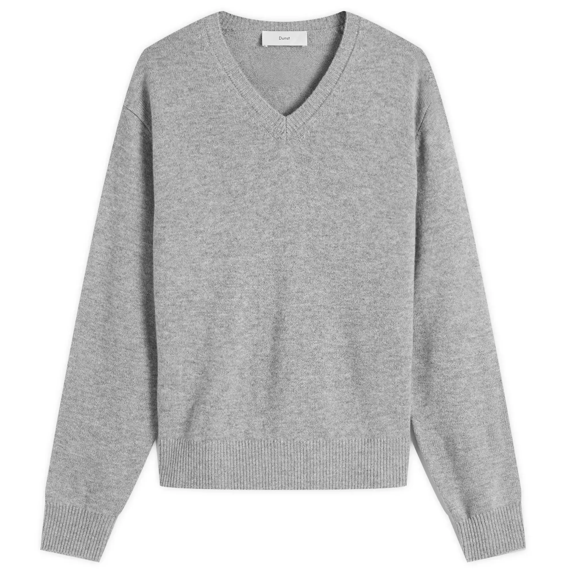 DUNST Women's Cashmere V-Neck Sweater Melange Grey