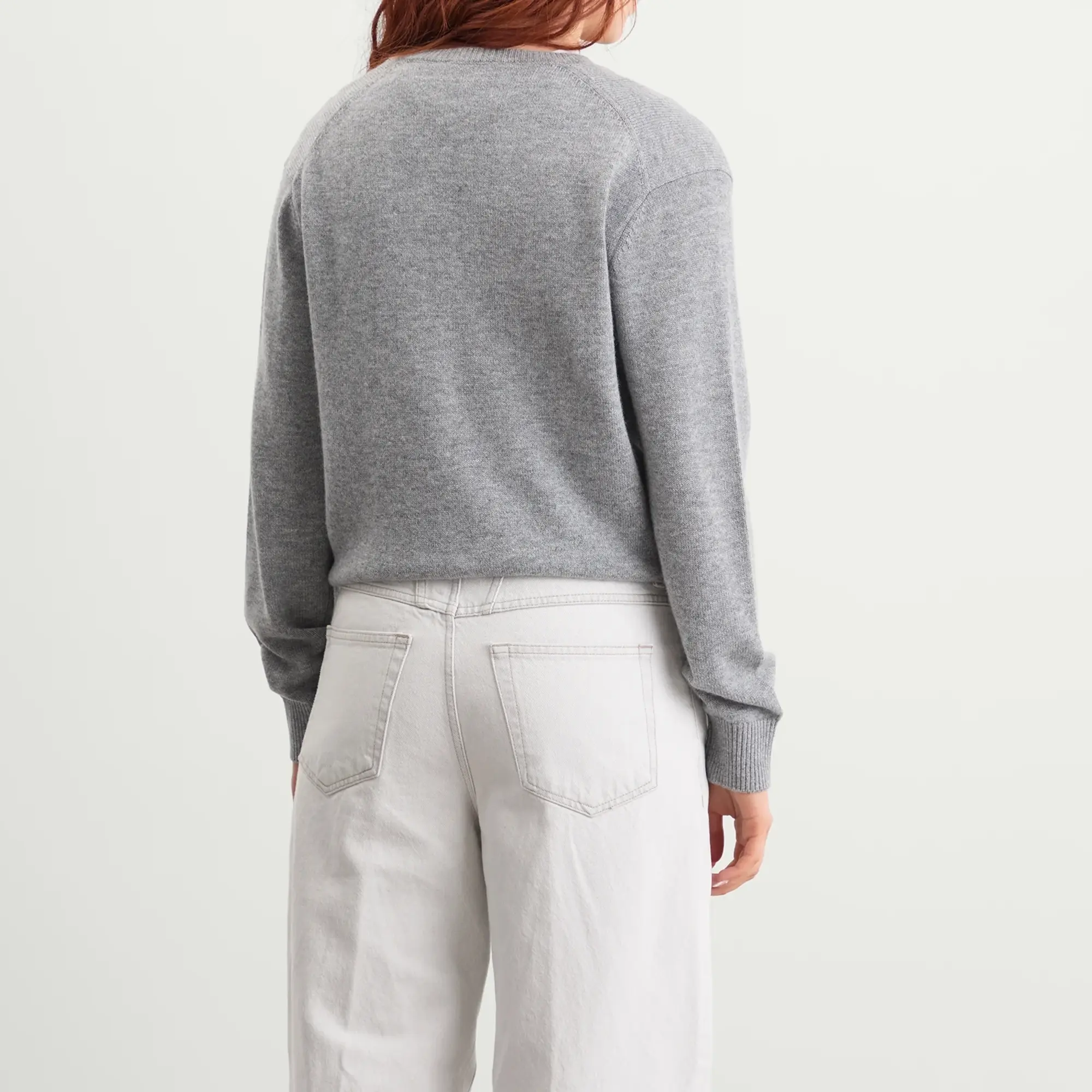DUNST Women's Cashmere V-Neck Sweater Melange Grey