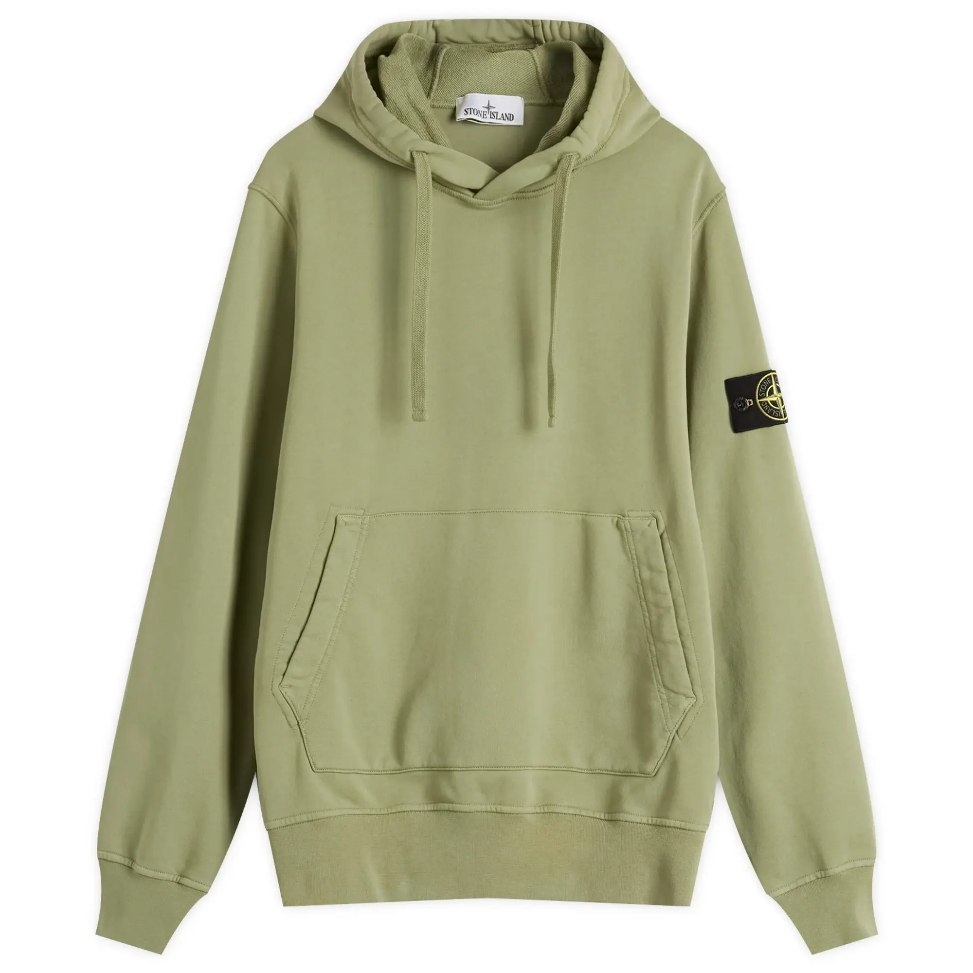 Stone Island Men's Organic Cotton Fleece Popover Hoodie Sage